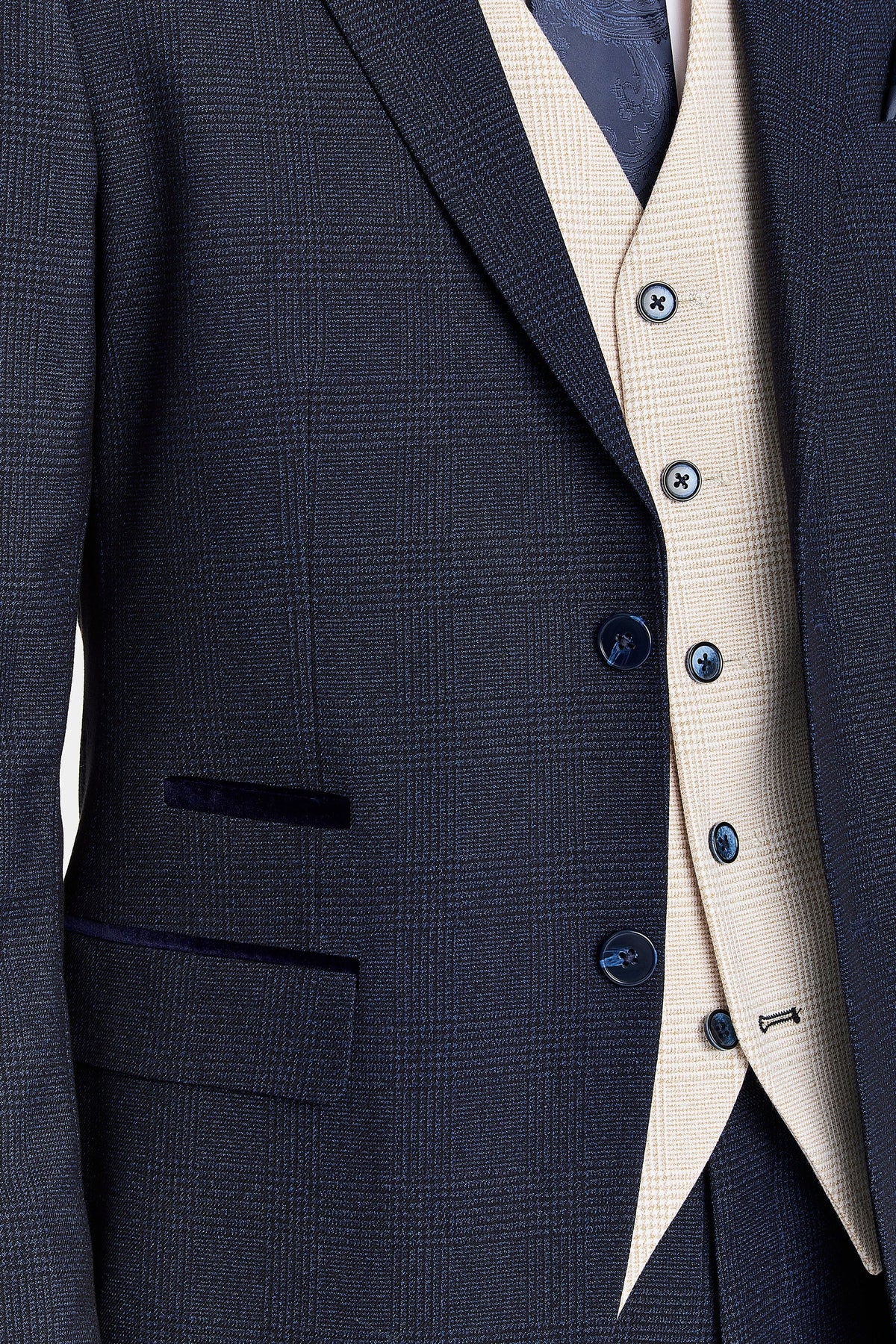 Regent Navy Check Suit with Regent Cream Waistcoat – image 3