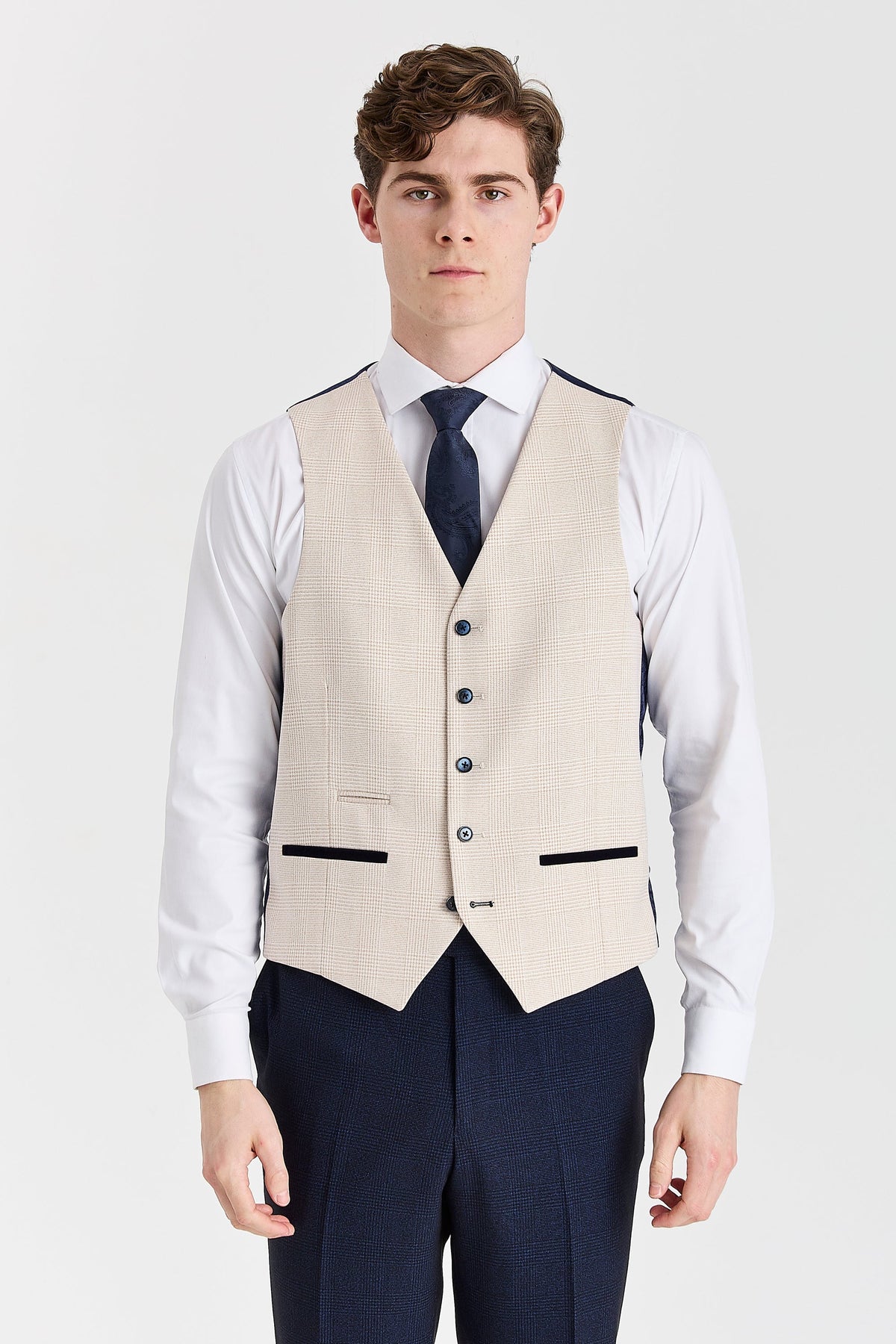 Regent Navy Check Suit with Regent Cream Waistcoat – image 5