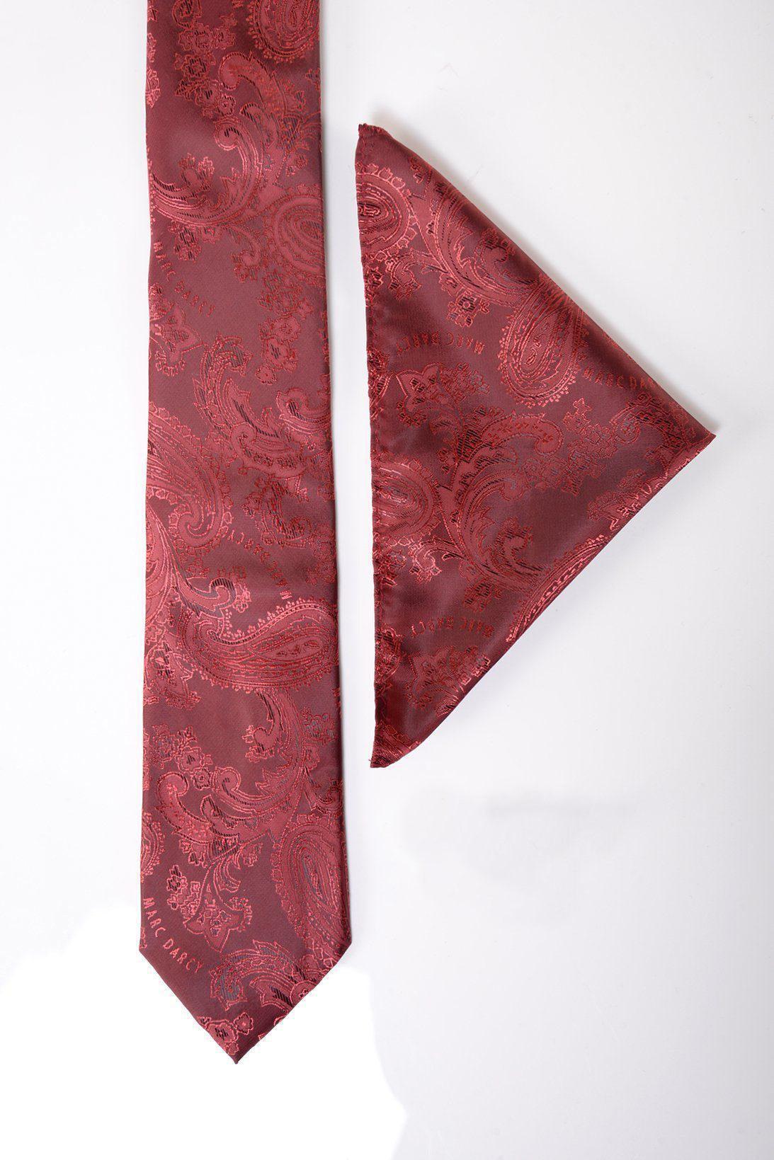 MD Paisley - Wine Paisley Tie and Pocket Square Set