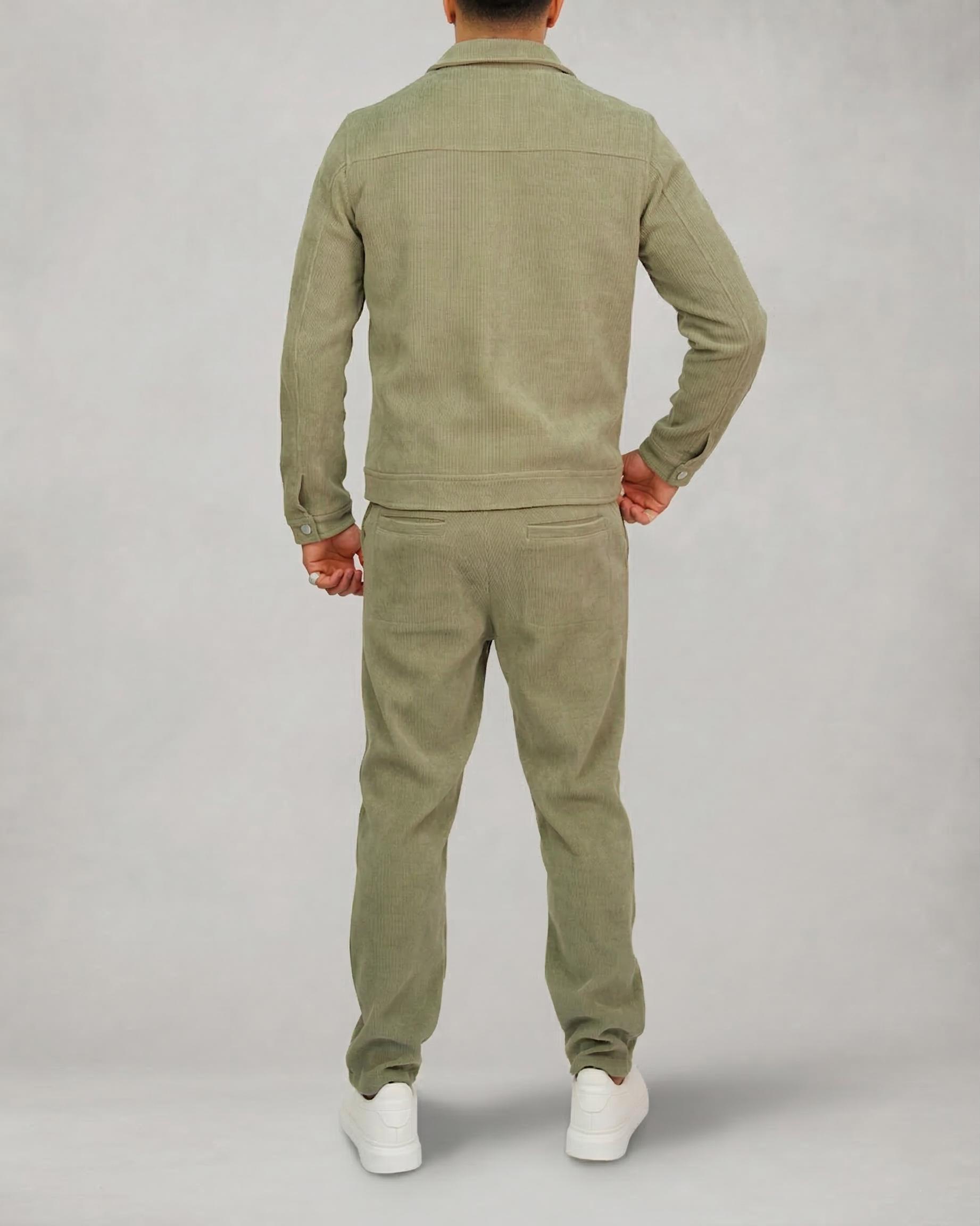 Green Corduroy Zip Jacket & Trousers Set