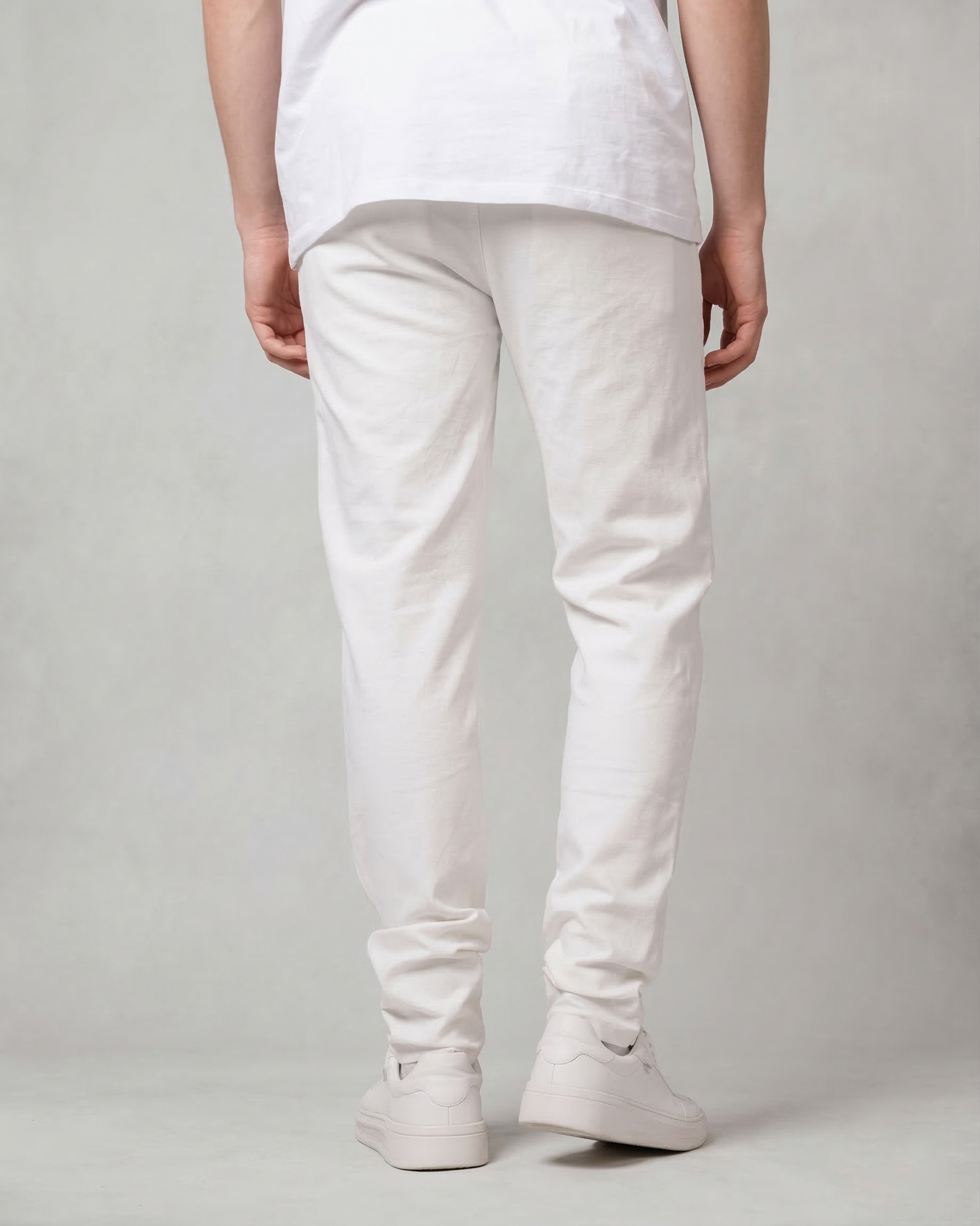 Skinny Fit White Stretch Trousers