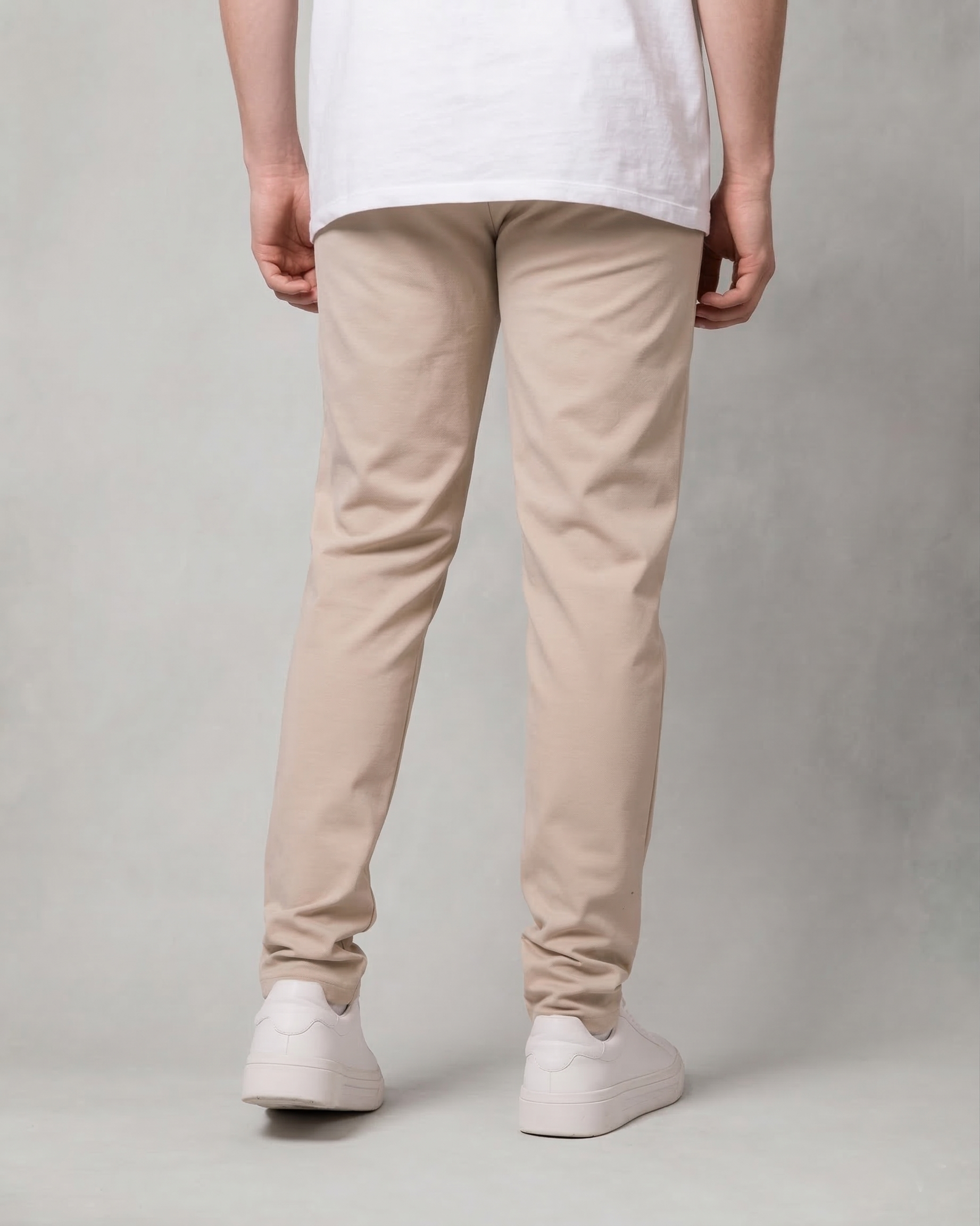 Skinny Fit Beige Stretch Trousers