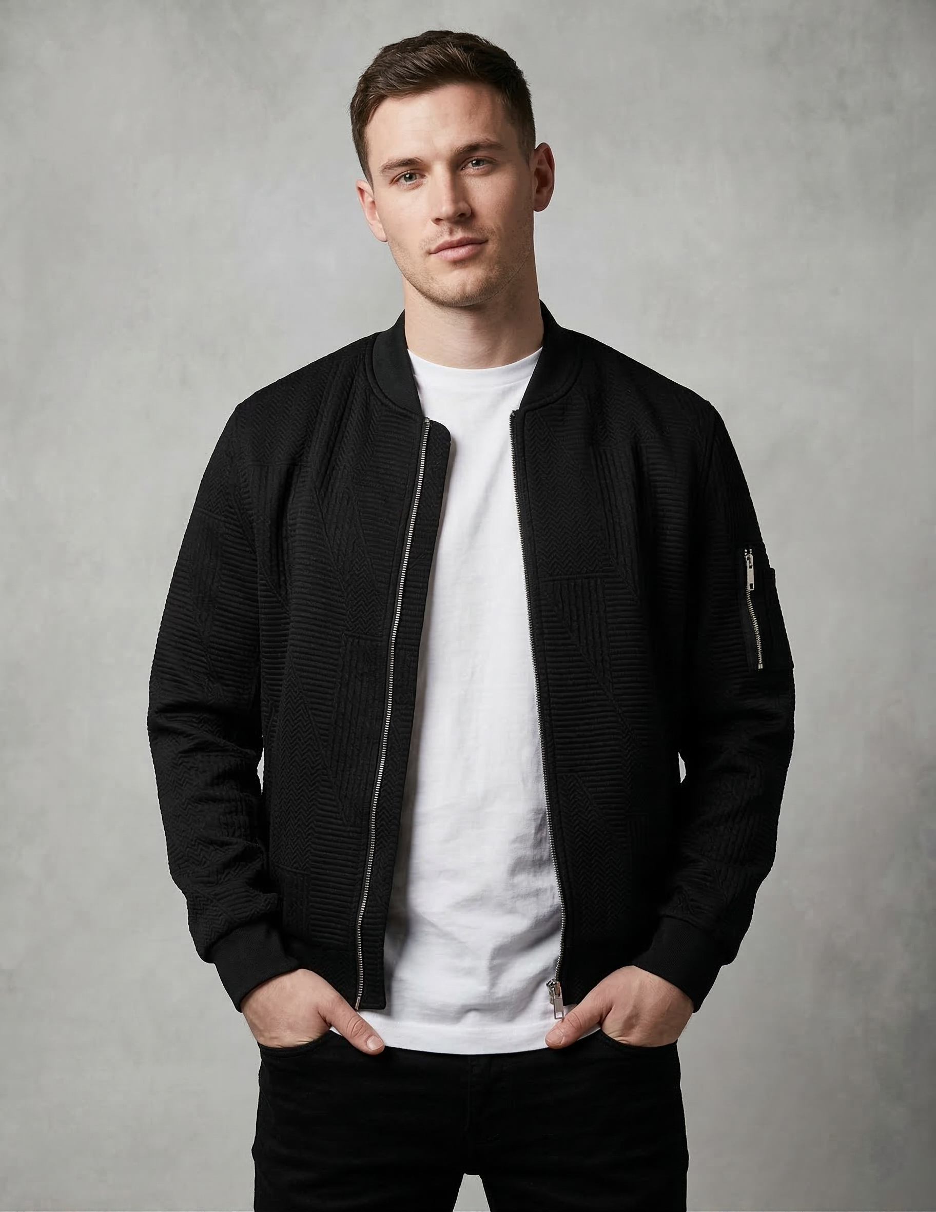 Multi Pattern Bomber Jacket