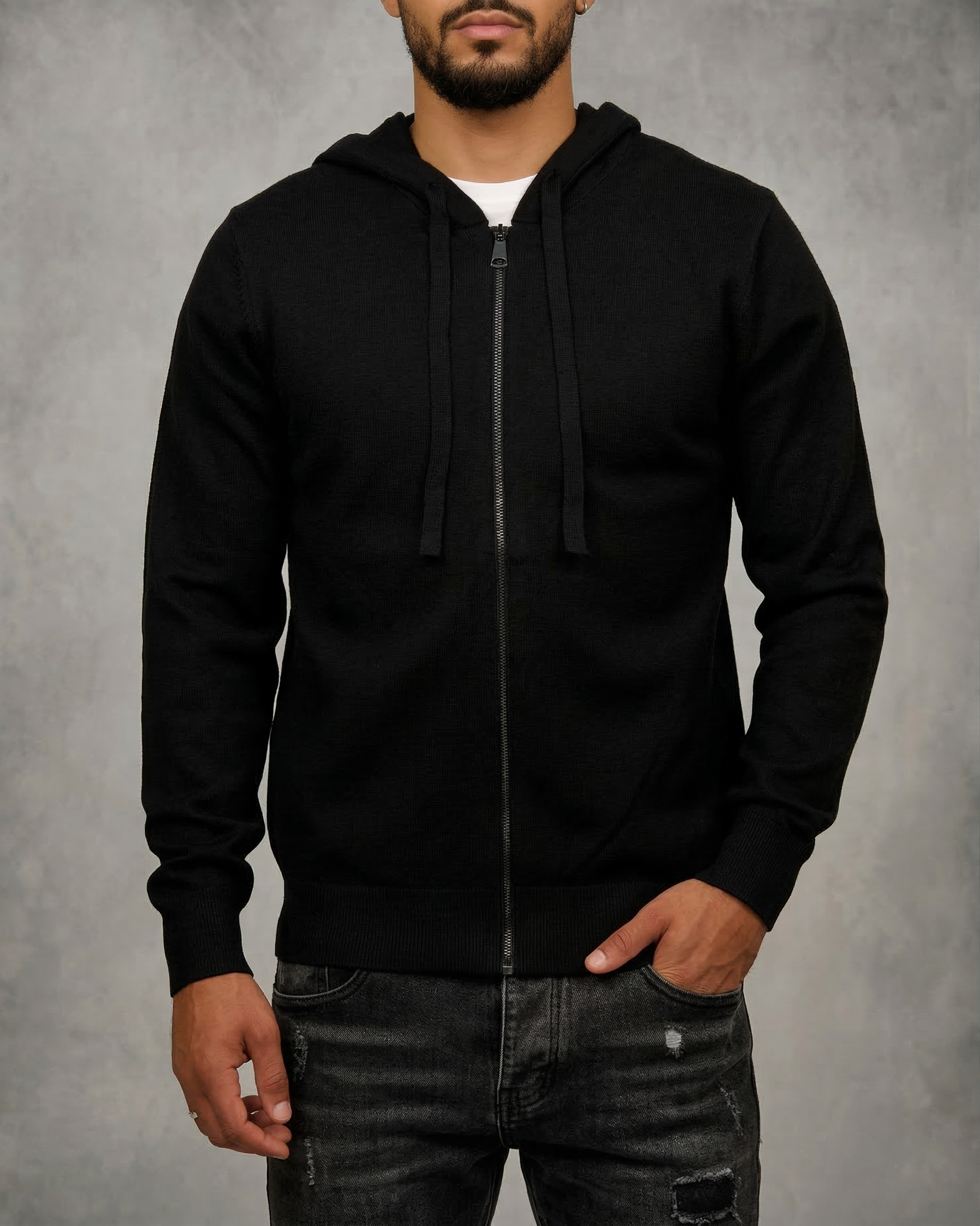 Full-Zip Knit Hoodie