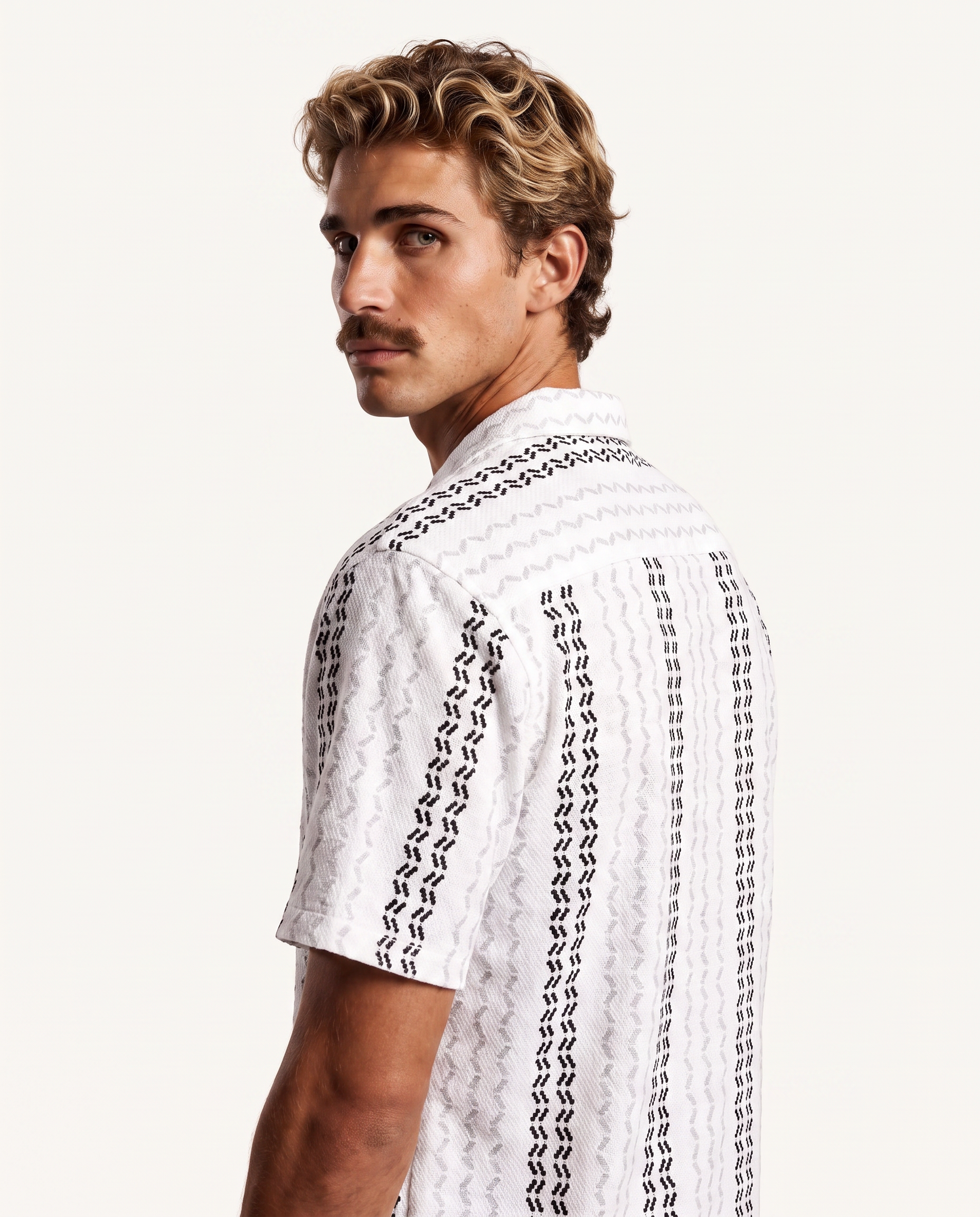 Monochrome Woven Stripe Camp Shirt & Shorts Set