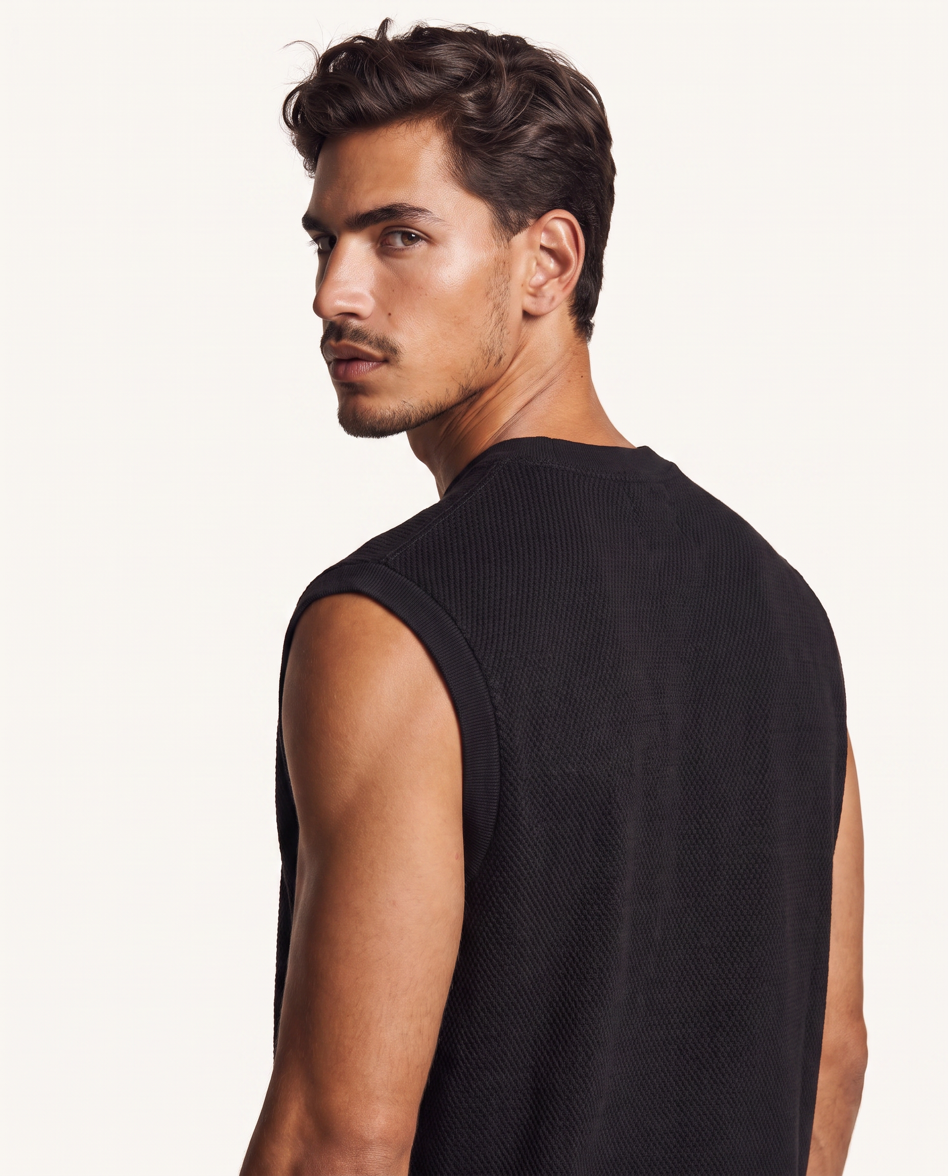 Black Textured-Knit Vest & Trouser Set