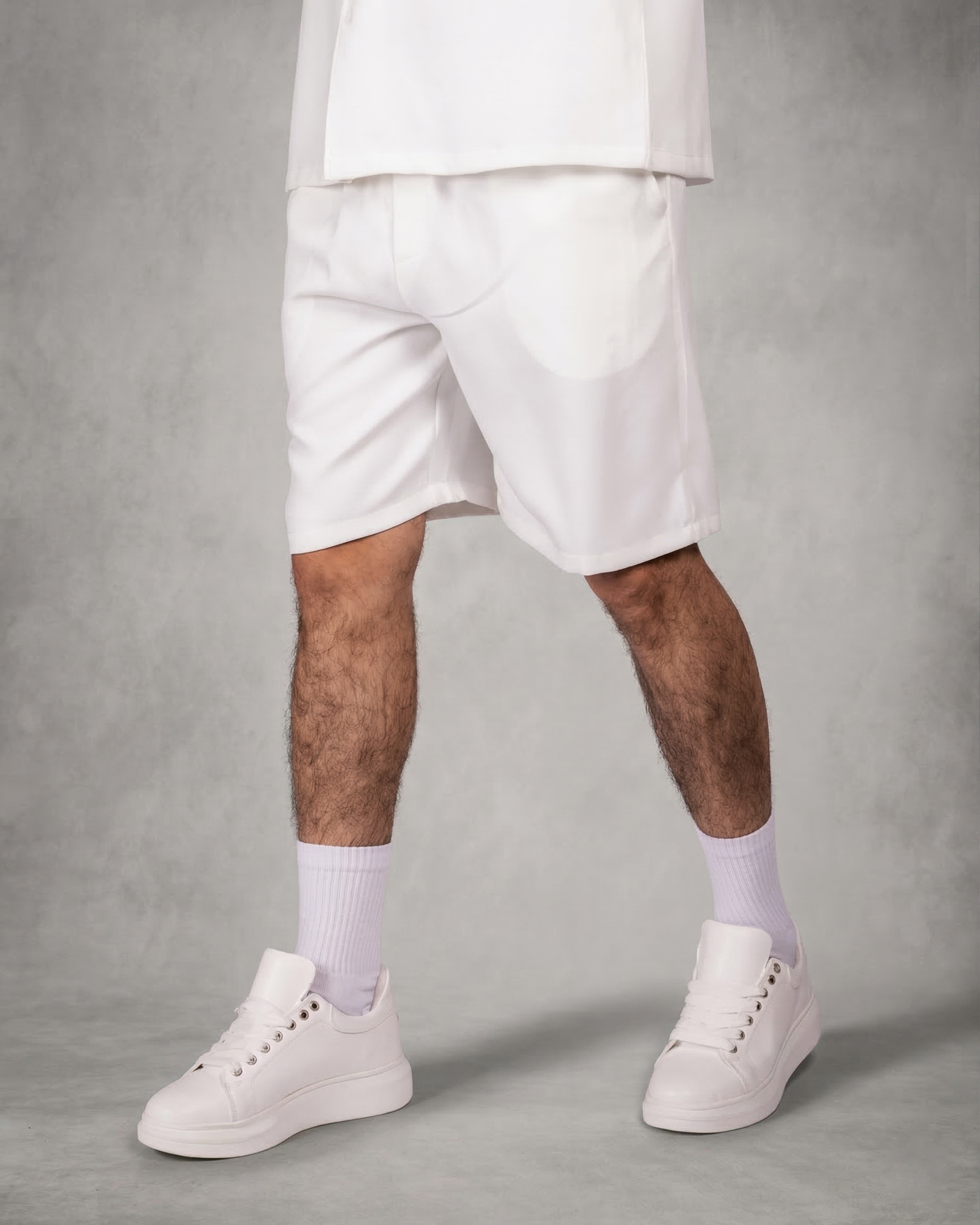 Oversized White Striped Shirt & Short Set