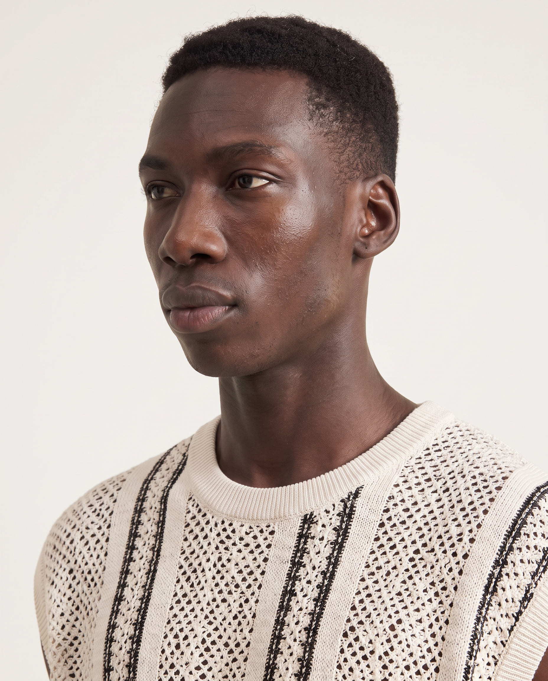Ecru Stripe Knit Vest & Trouser Set