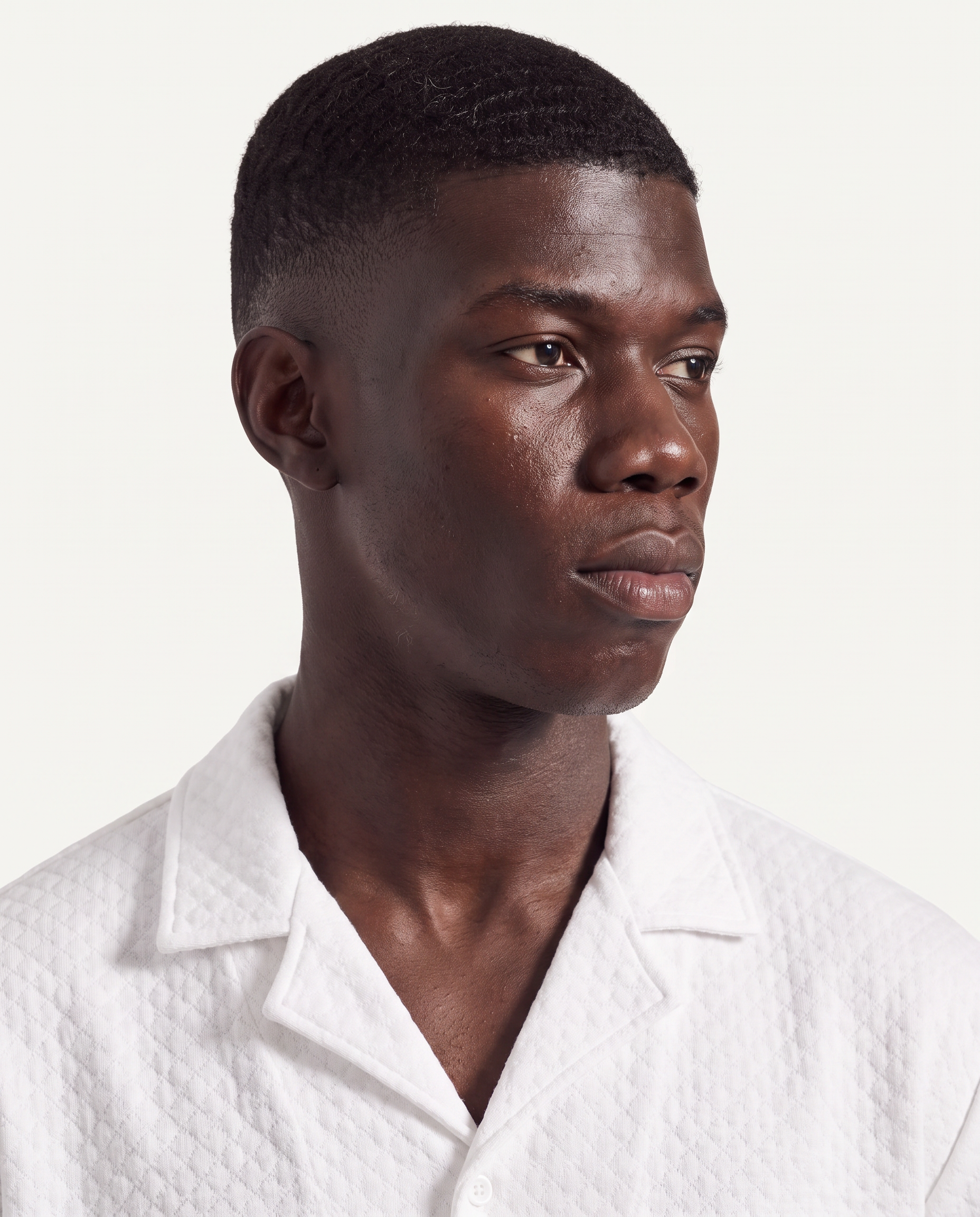 White Waffle Camp-Collar Shirt & Short Set