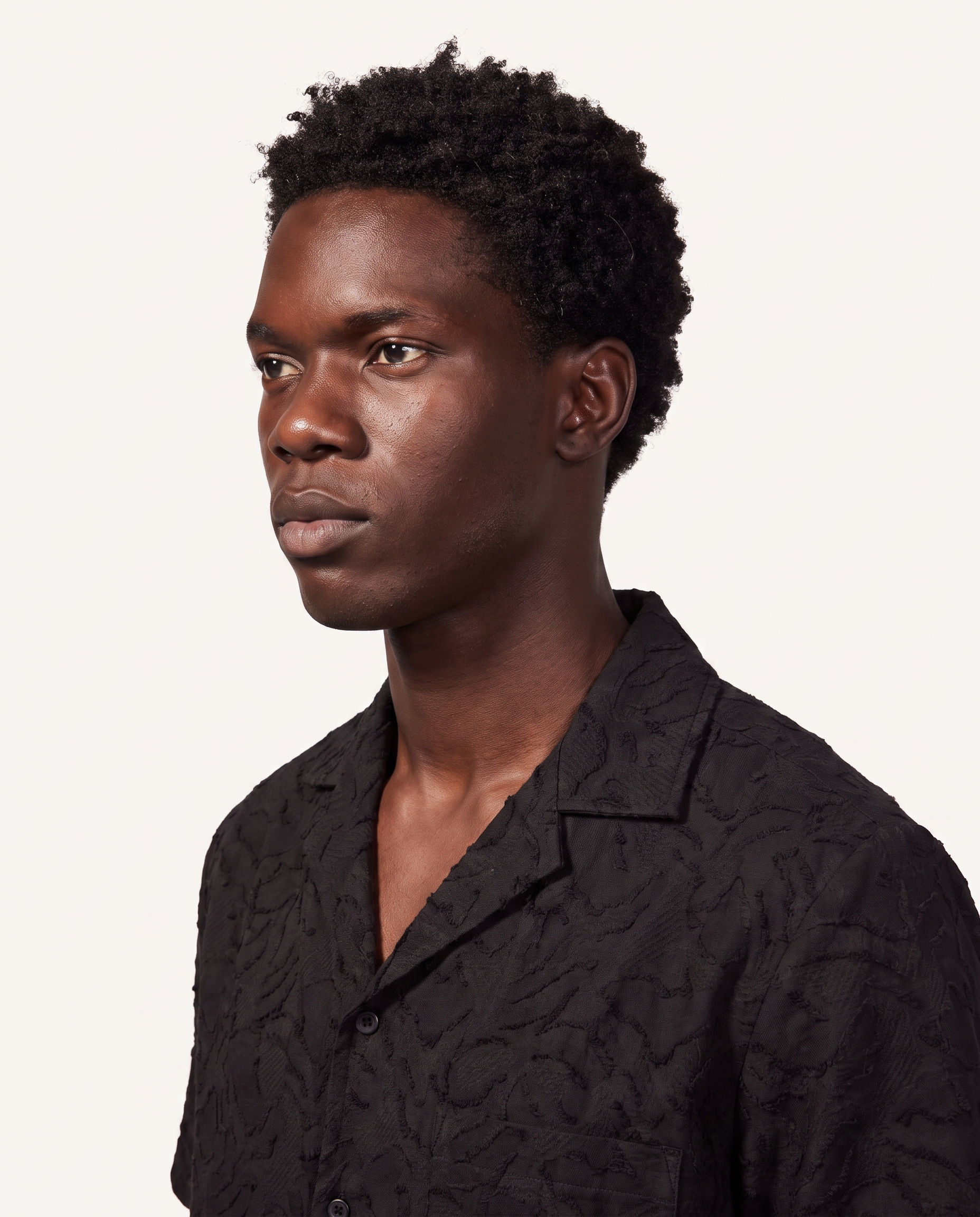 Black Tonal Jacquard Camp Shirt & Short Set