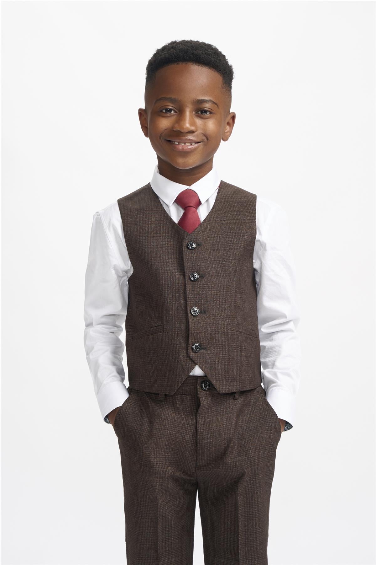 Caridi Boys Brown Three Piece Suit
