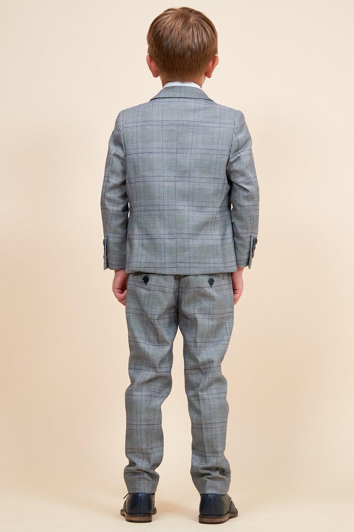 Jerry - Childrens Grey Check Three Piece Suit