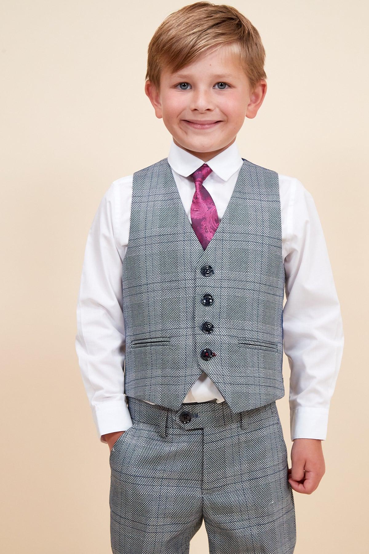 Jerry - Childrens Grey Check Three Piece Suit