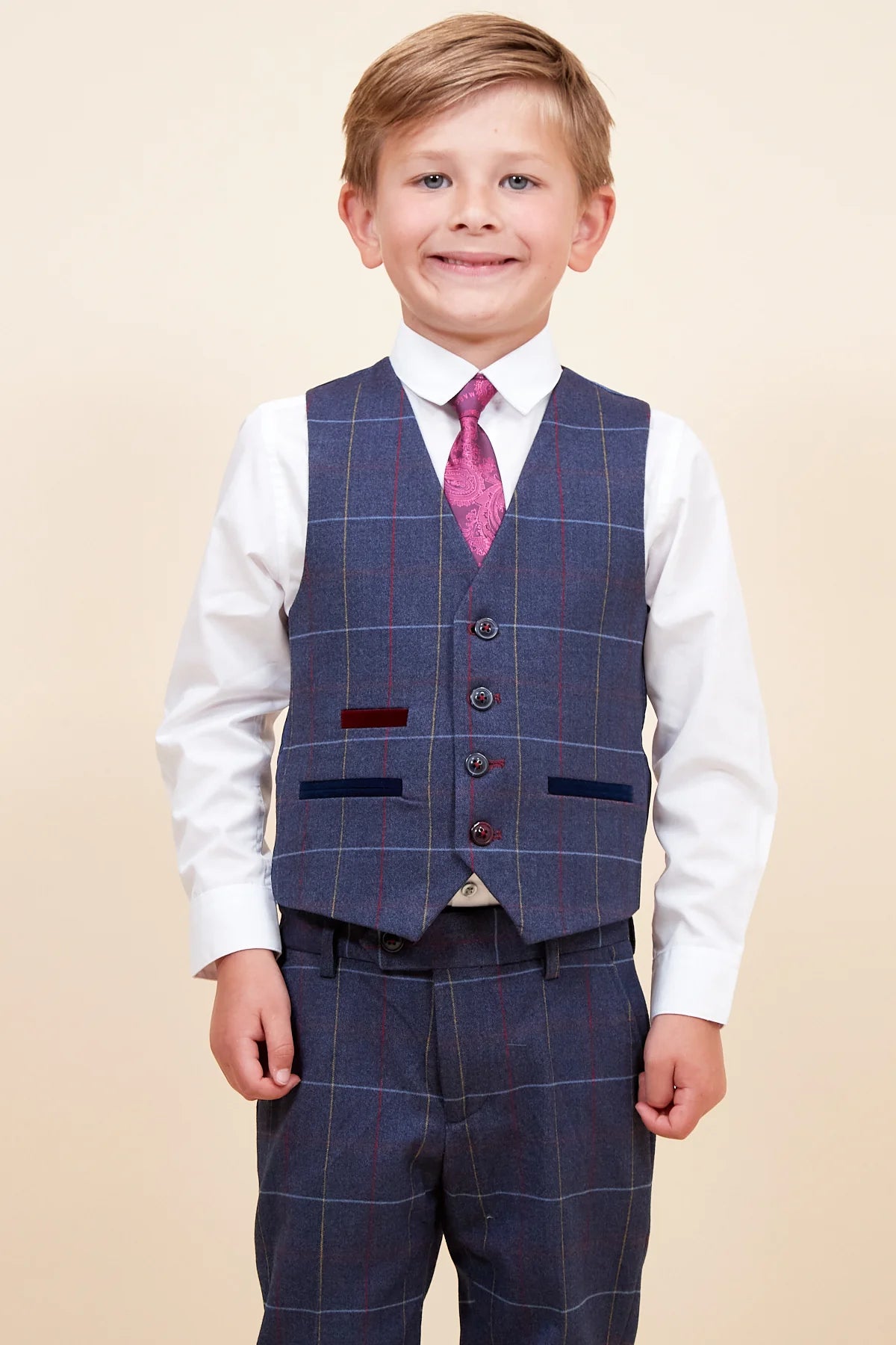 Drake - Children's Navy Check Three Piece Suit