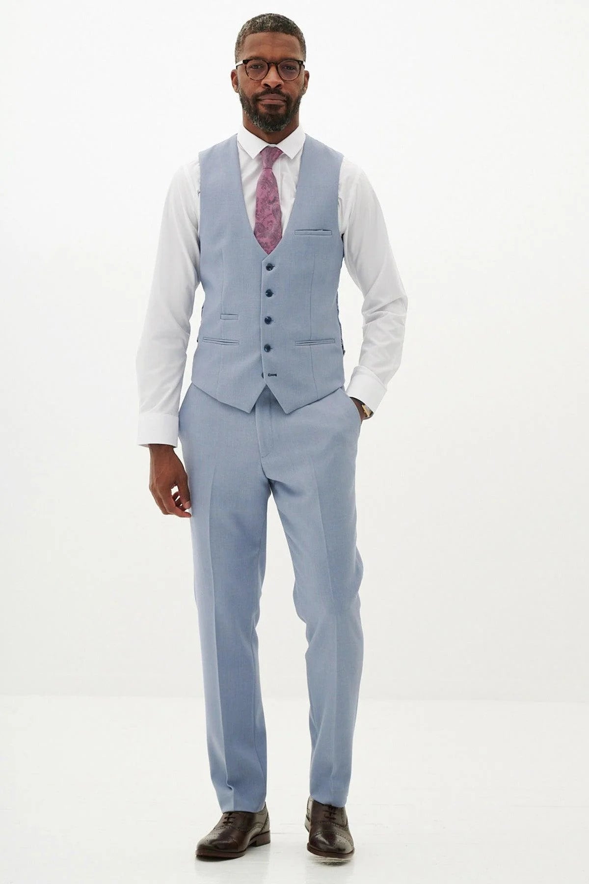 HM5 - Sky Blue Single Breasted Waistcoat