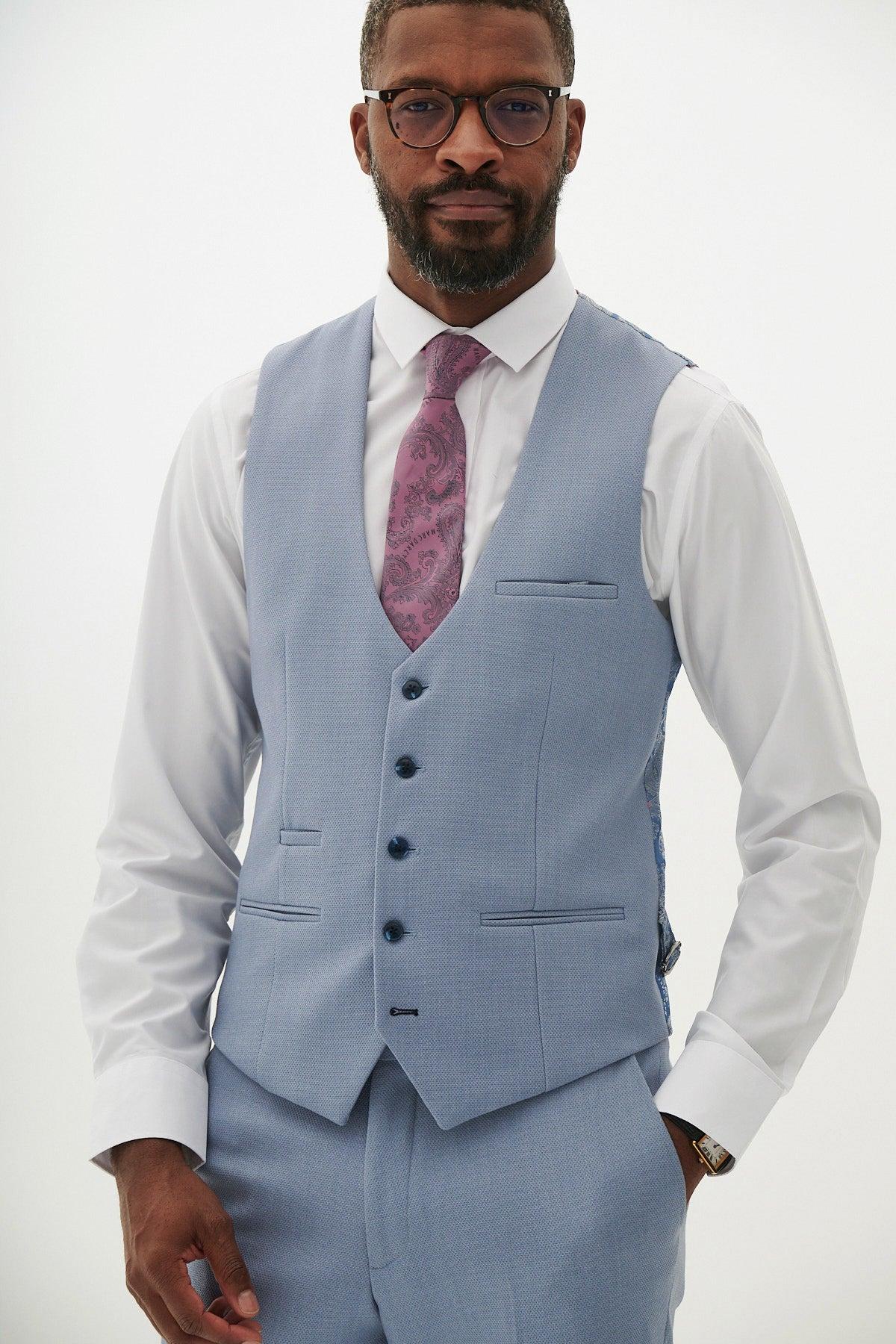 HM5 - Sky Blue Single Breasted Waistcoat