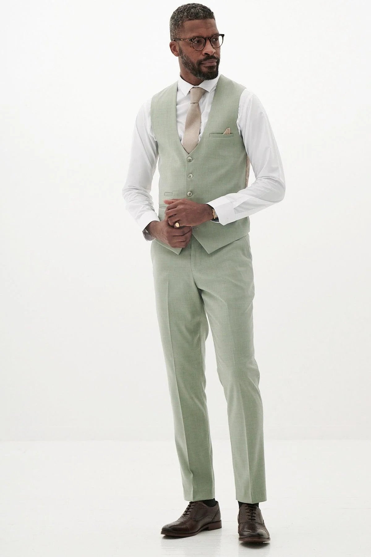 Finley - Moss Green Single Breasted Waistcoat