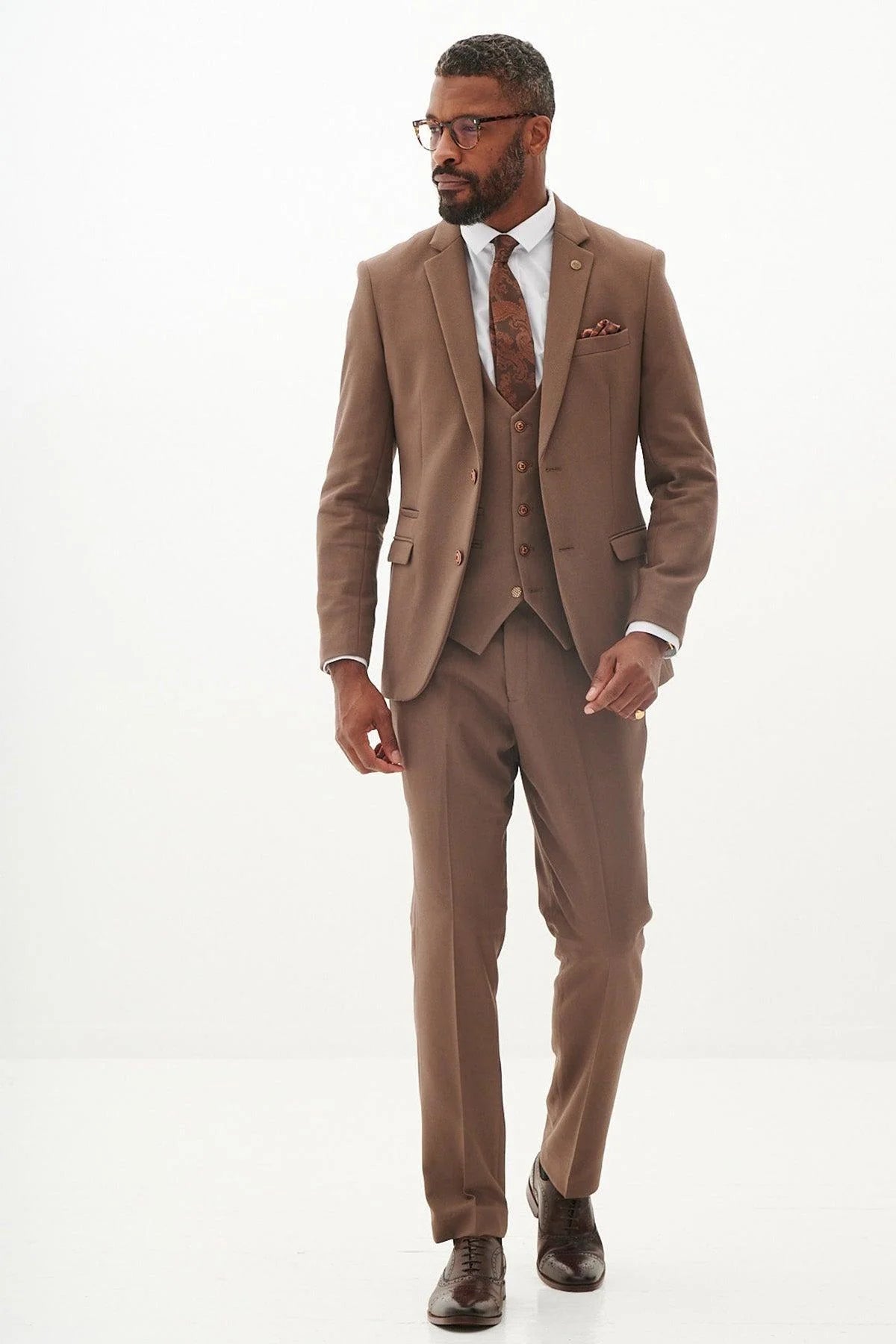 HM5 - Tan Tailored Three Piece Suit