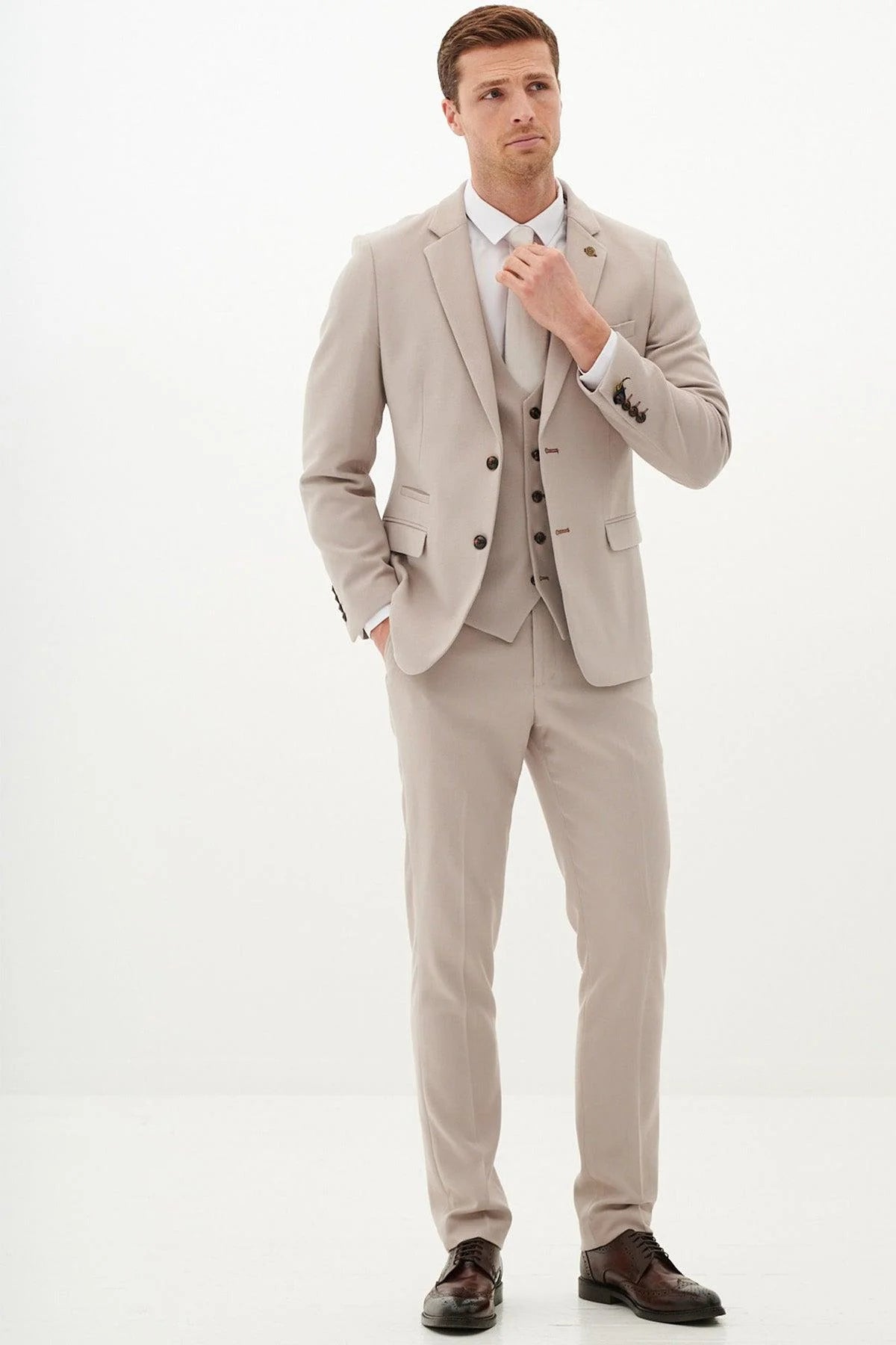 HM5 - Stone Tailored Three Piece Suit
