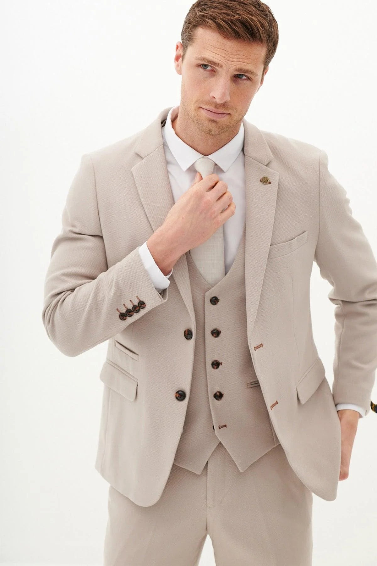 HM5 - Stone Tailored Three Piece Suit
