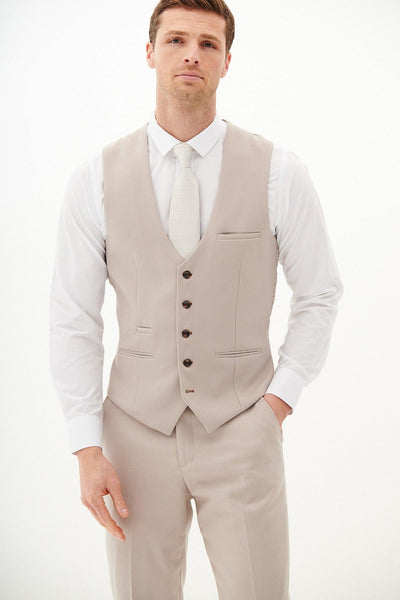 HM5 - Stone Single Breasted Waistcoat