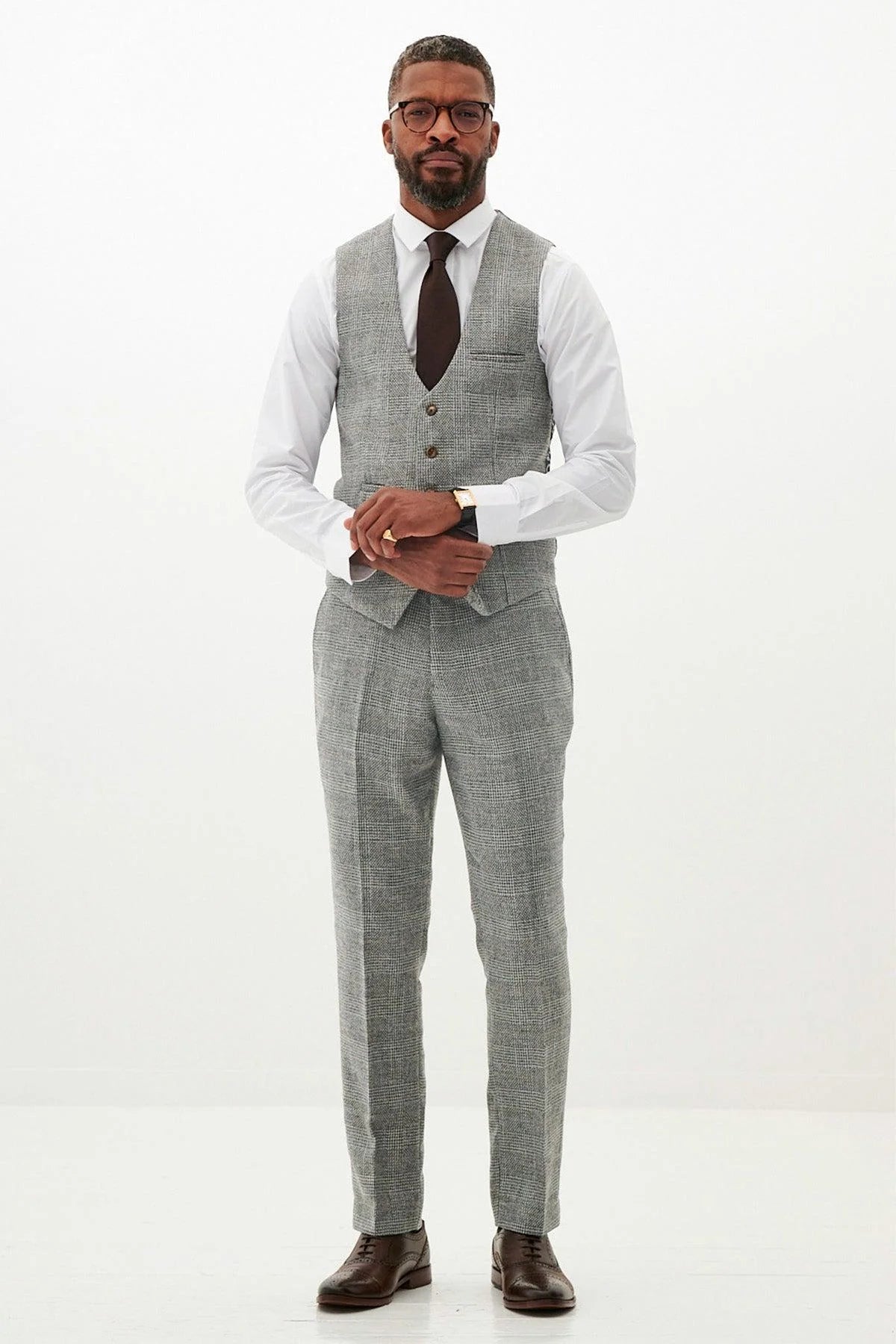 KRIS - Silver Grey Tweed Three Piece Suit