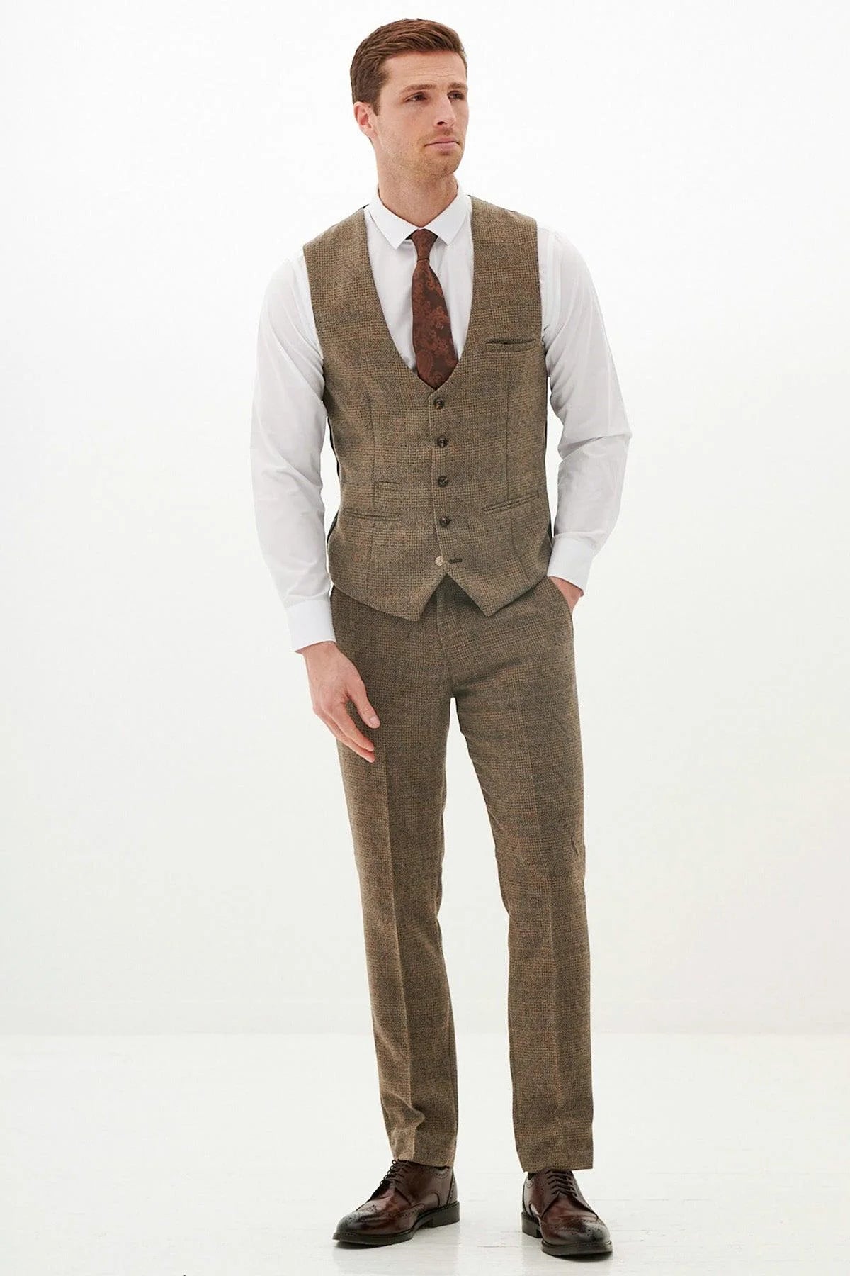 Kris - Tan Tweed Waistcoat
