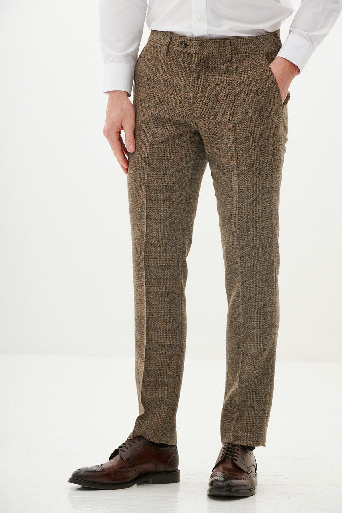 Kris - Tan Tweed Trousers