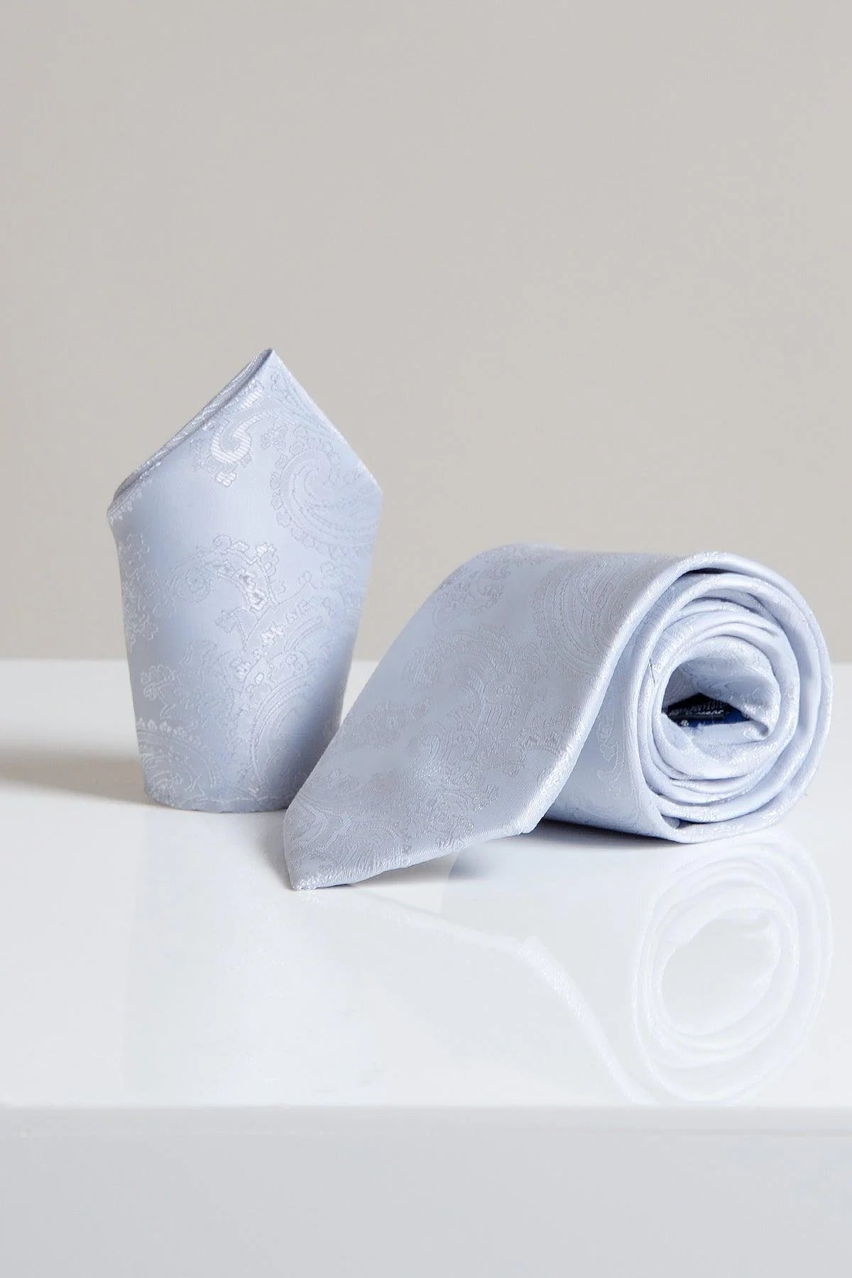 MD Paisley -  Silver Tie and Pocket Square Set