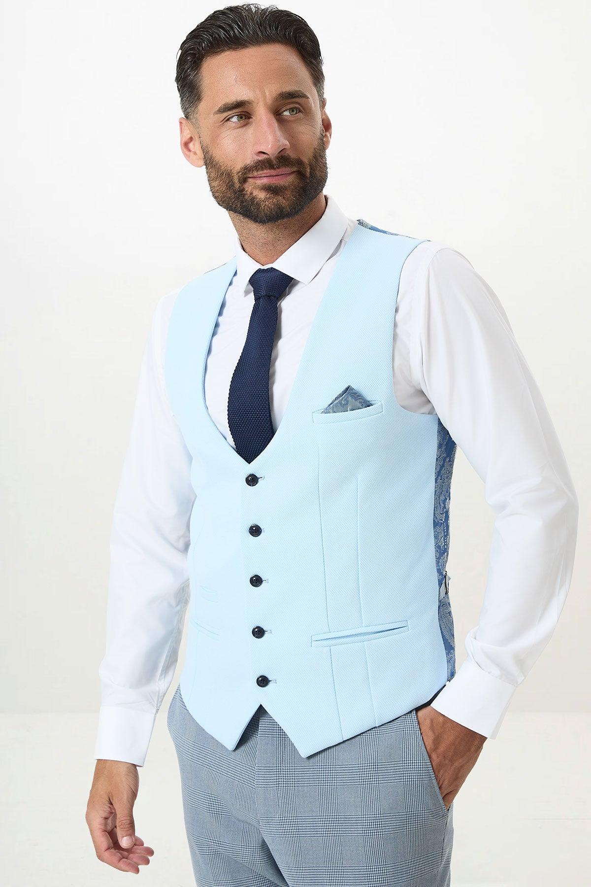 Kelvin Sky Blue Single Breasted Waistcoat