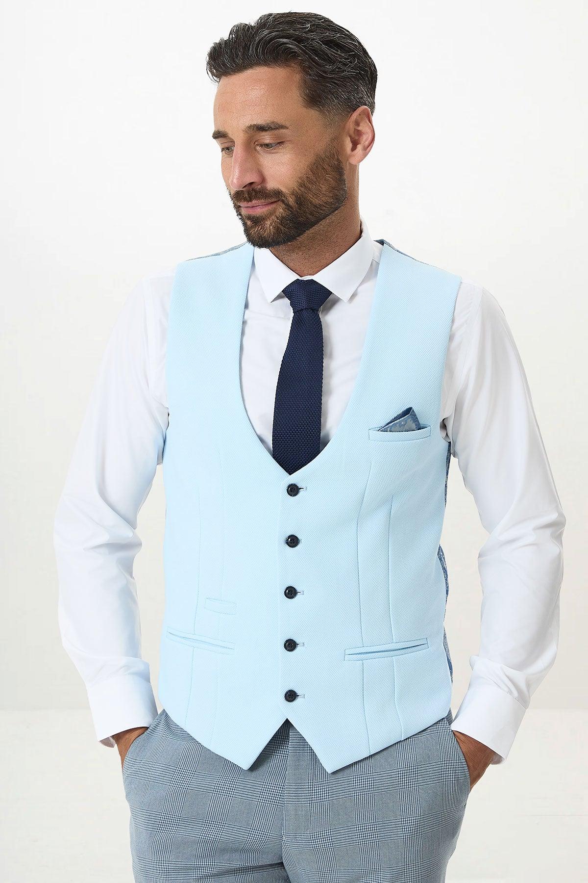 Kelvin Sky Blue Single Breasted Waistcoat