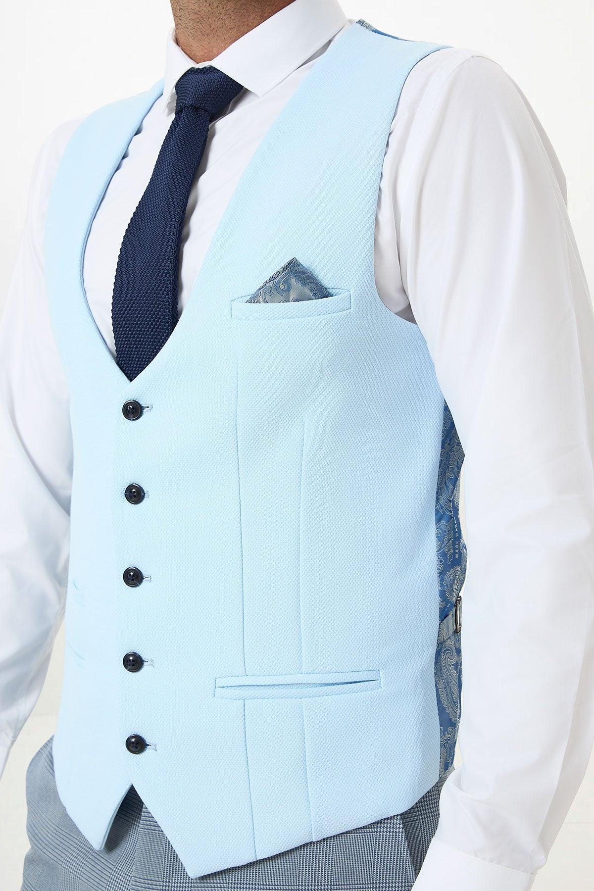 Kelvin Sky Blue Single Breasted Waistcoat