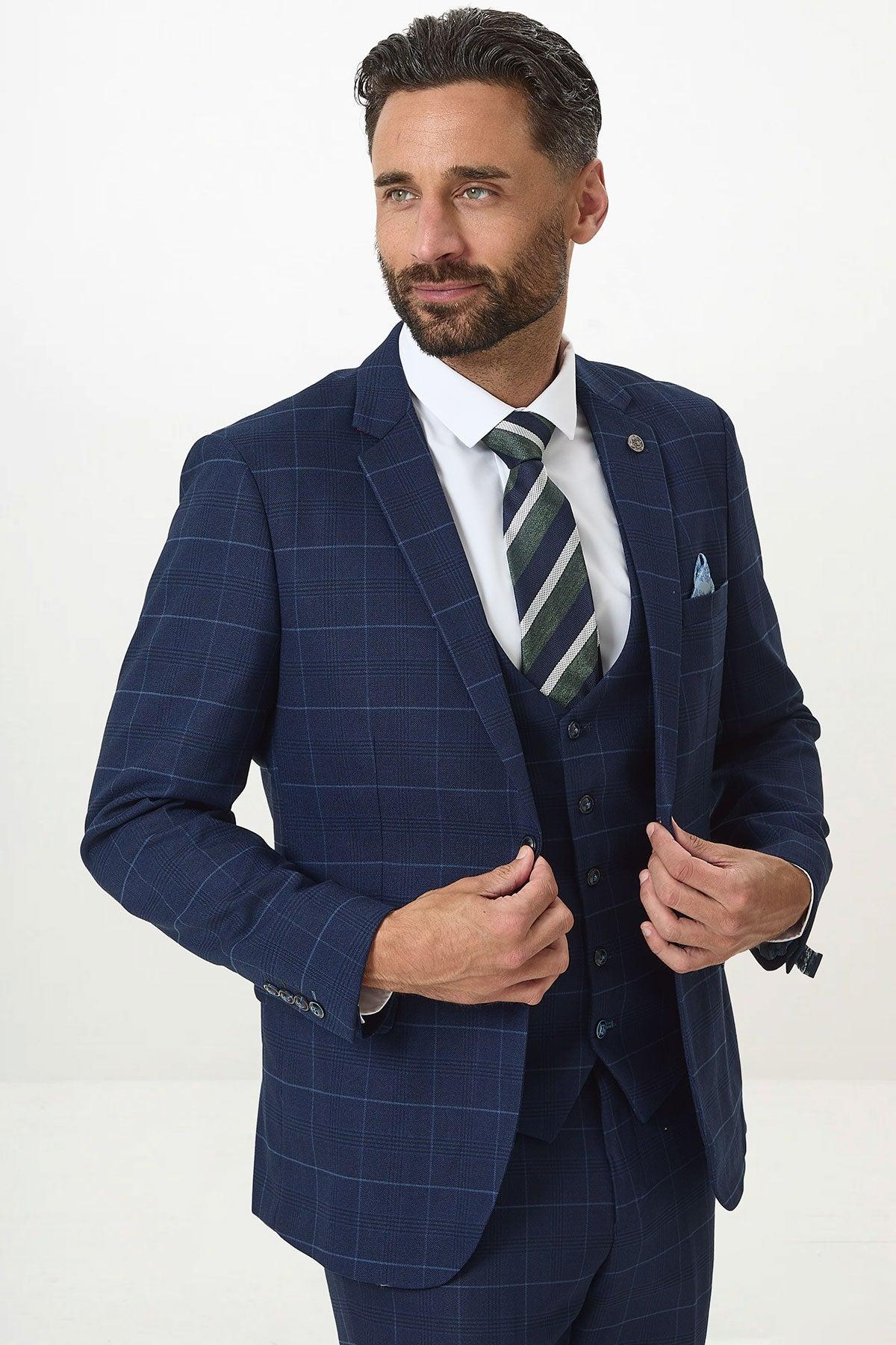 Edinson - Navy Sky Check Blazer