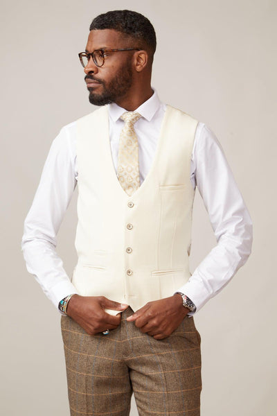 Kelvin - Cream Single Breasted Waistcoat