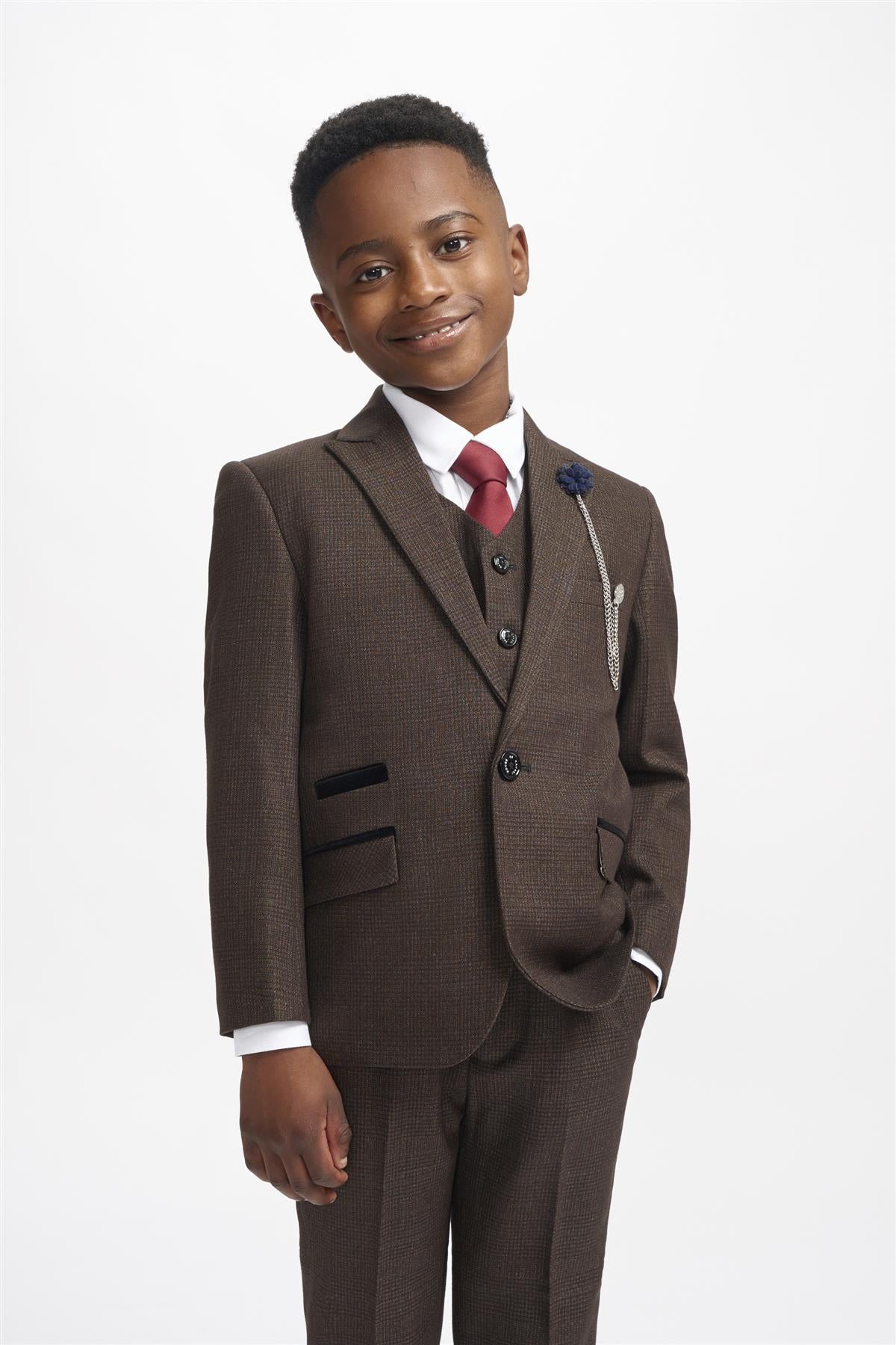 Caridi Boys Brown Three Piece Suit