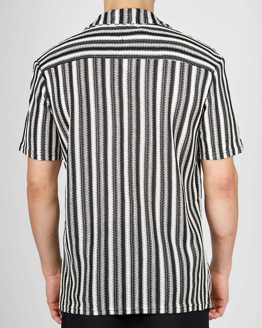 Beige Textured Stripe Resort Shirt