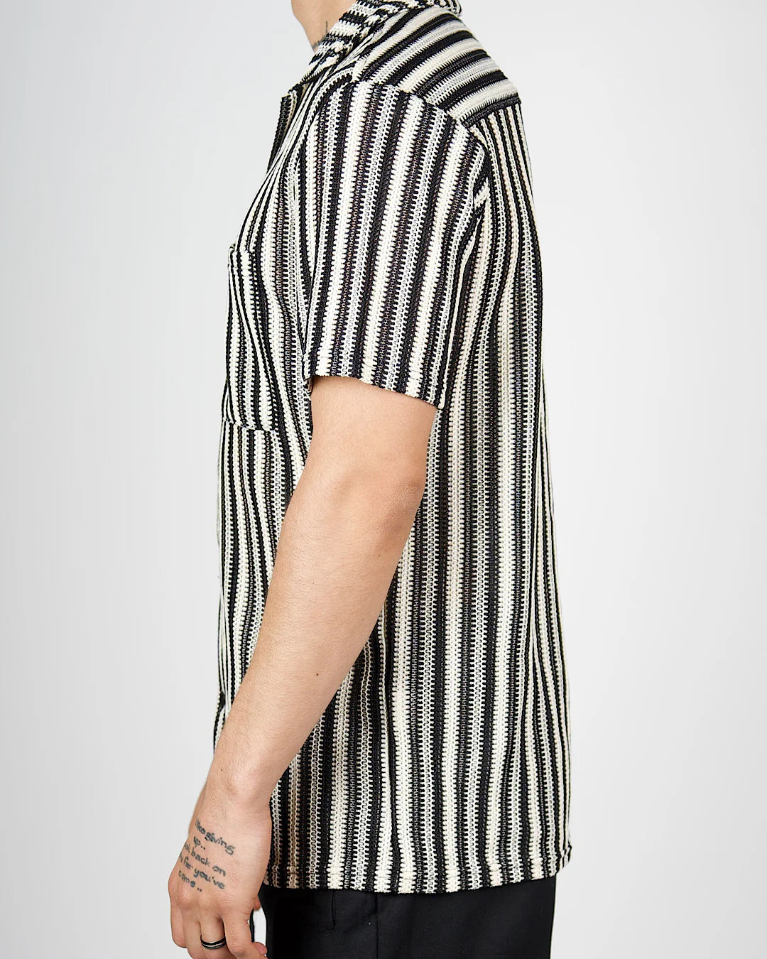 Beige Textured Stripe Resort Shirt