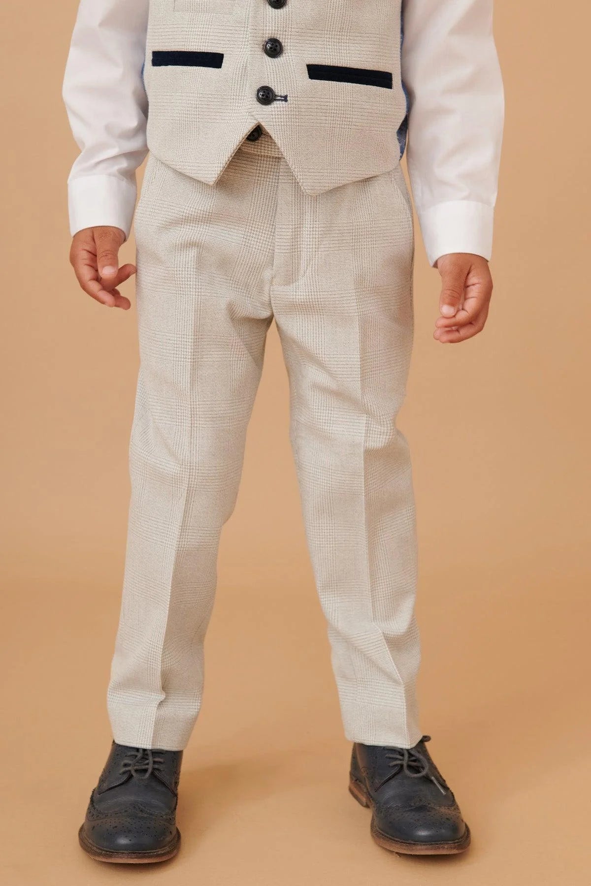 Bromley - Children's Stone Check Print Three Piece Suit