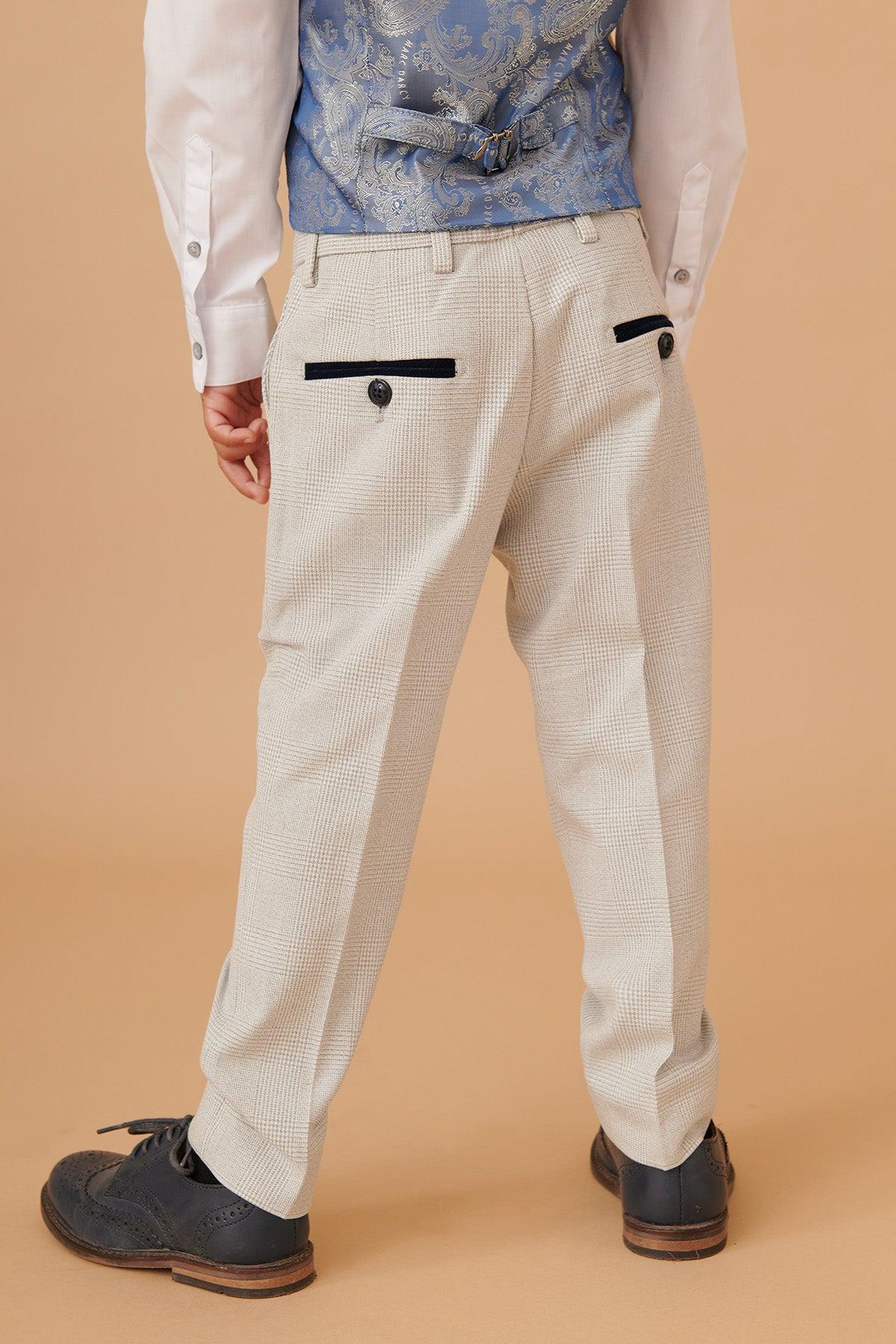 Bromley - Children's Stone Check Print Three Piece Suit