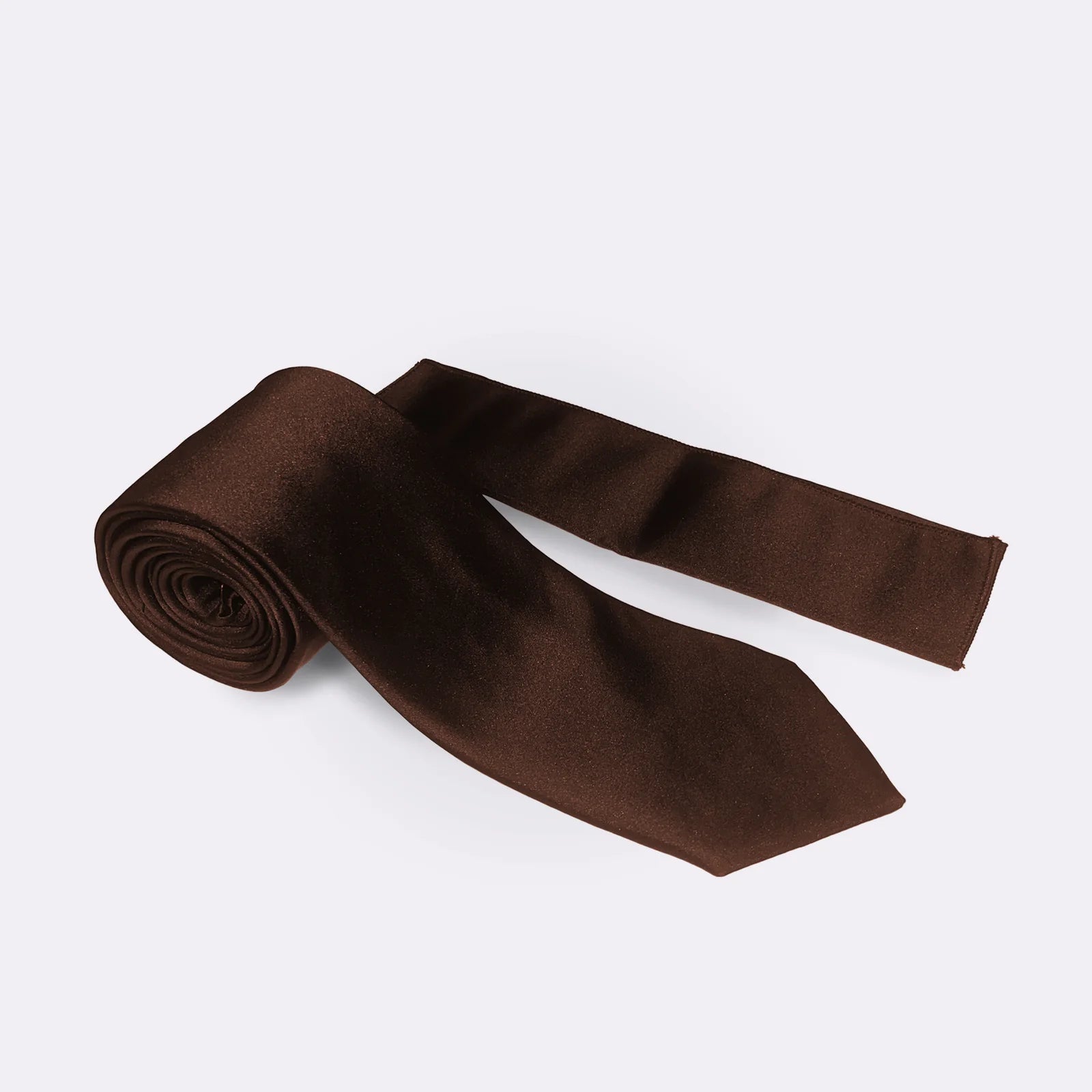 Plain - Tie & Pocket Square Set in Brown