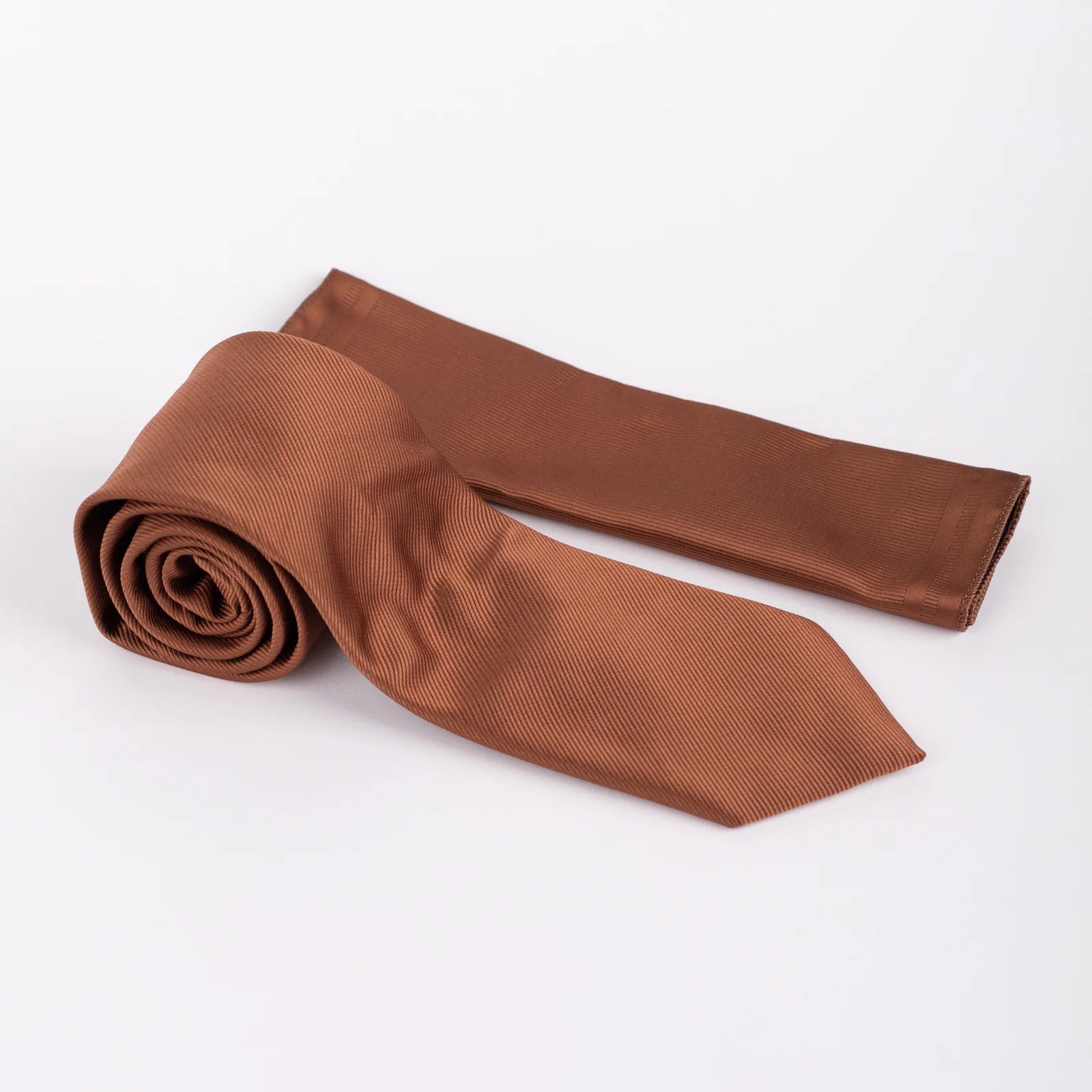 Diagonal Striped - Tie & Pocket Square Set in Brown