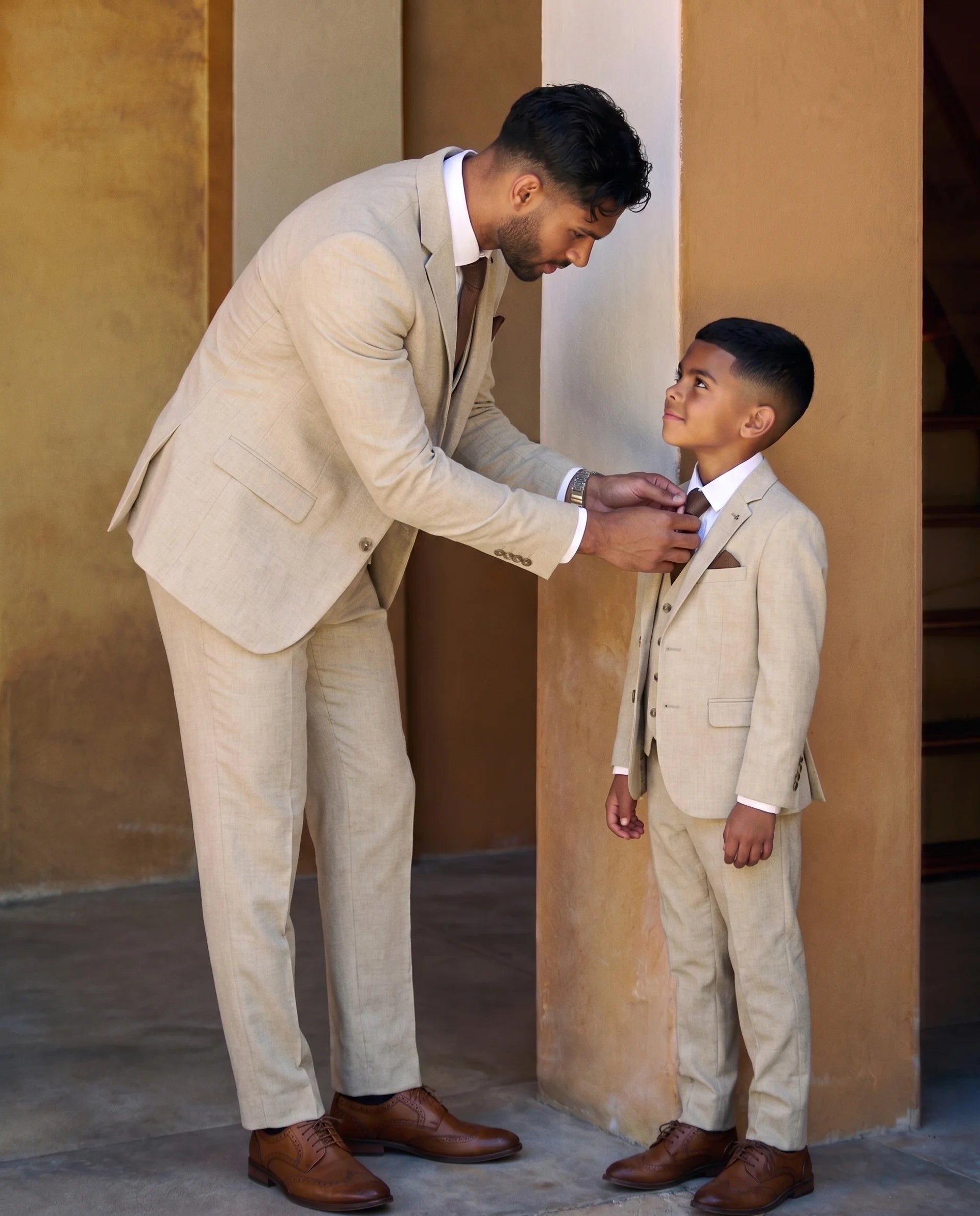 Father & Son - Belmont Beige Three Piece Suit
