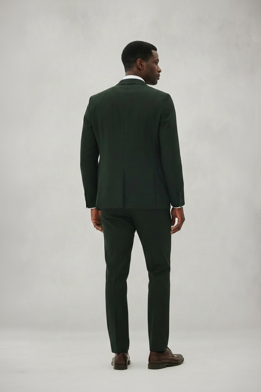 Bromley - Olive Green Check Three Piece Suit