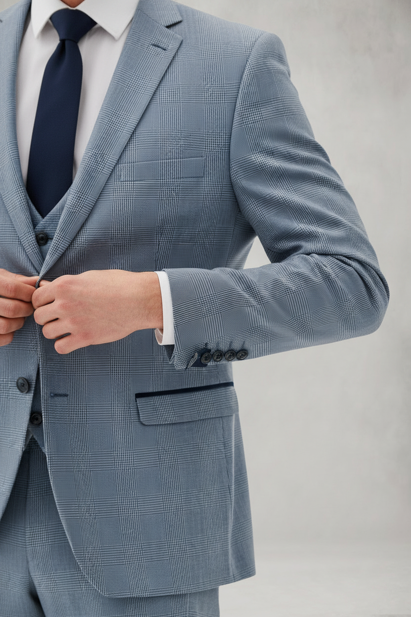 Bromley - Sky Blue Check Blazer