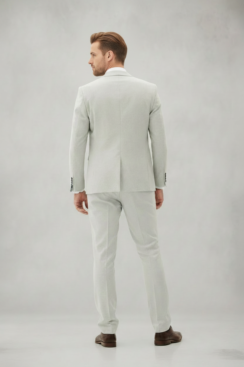 Bromley - Stone Check Three Piece Suit