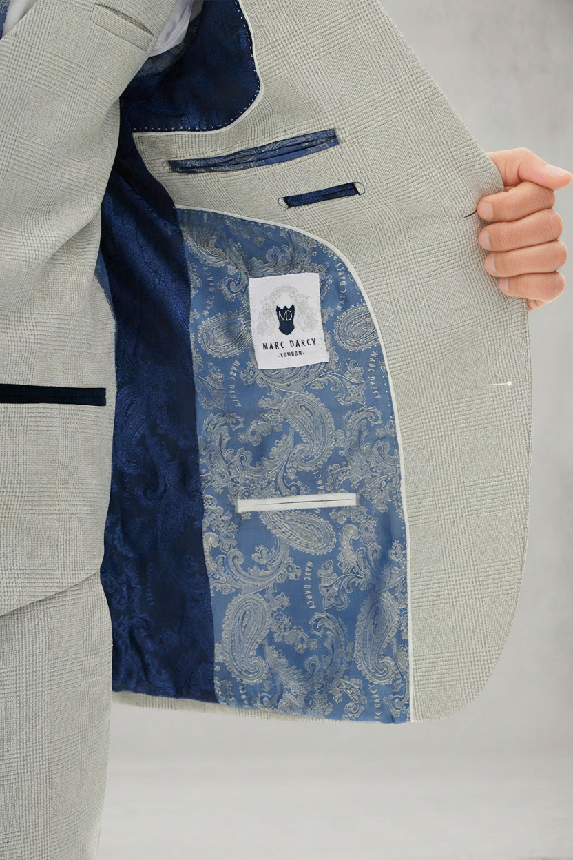 Bromley - Stone Check Three Piece Suit