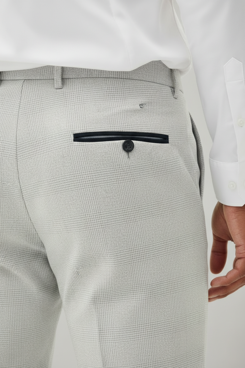 Bromley - Stone Check Three Piece Suit