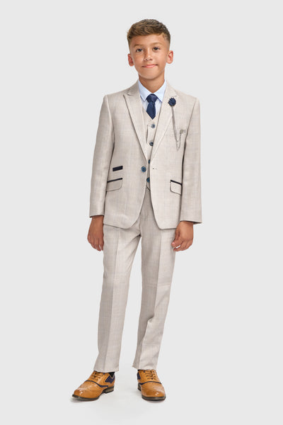 Caridi - Boys Beige Three Piece Suit