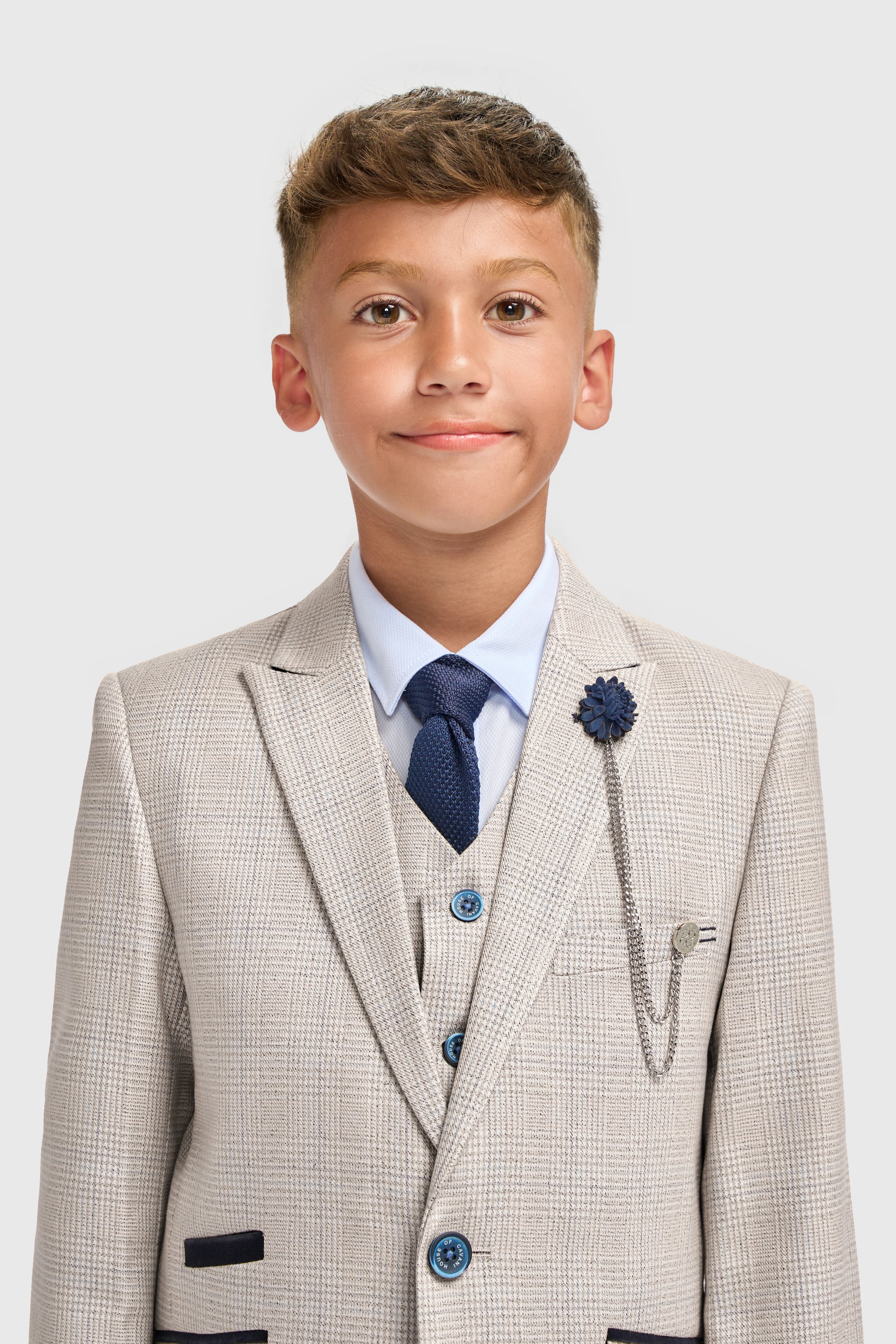 Boys Caridi Beige Three Piece Suit