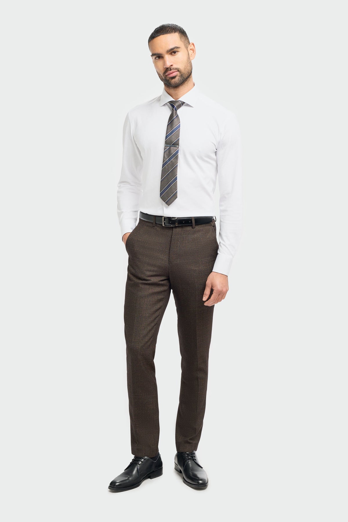 Caridi Brown Slim Fit Trousers